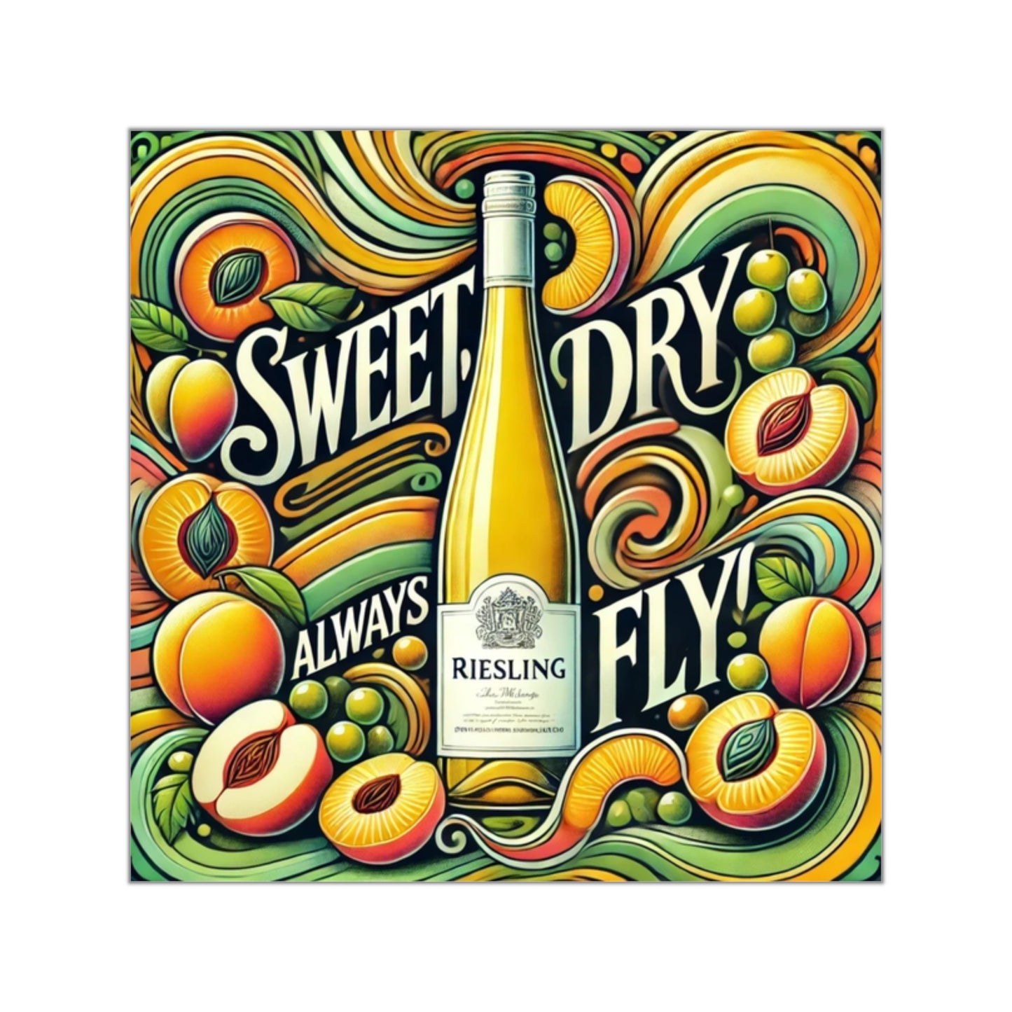 Riesling - Sweet, Dry, Always Fly Vinyl Sticker