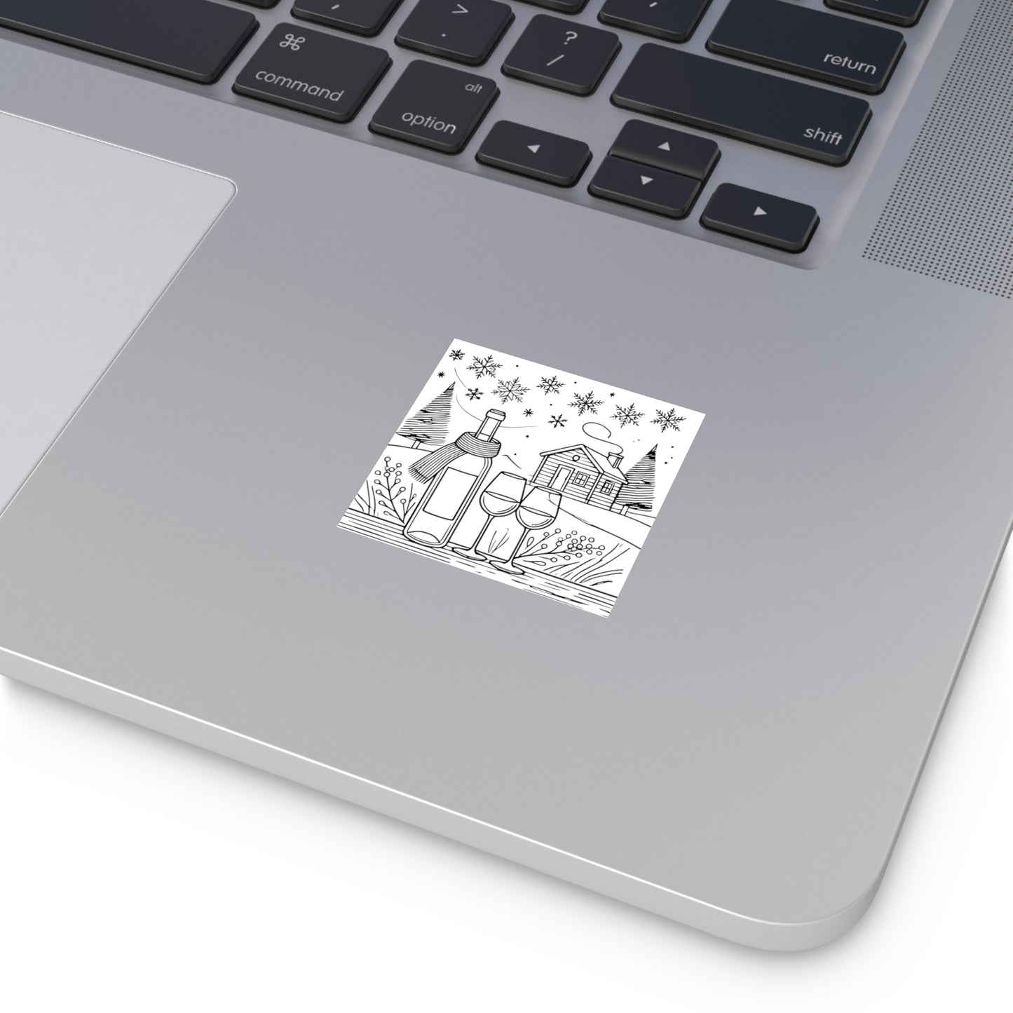 Winter Wine Scene Vinyl Sticker