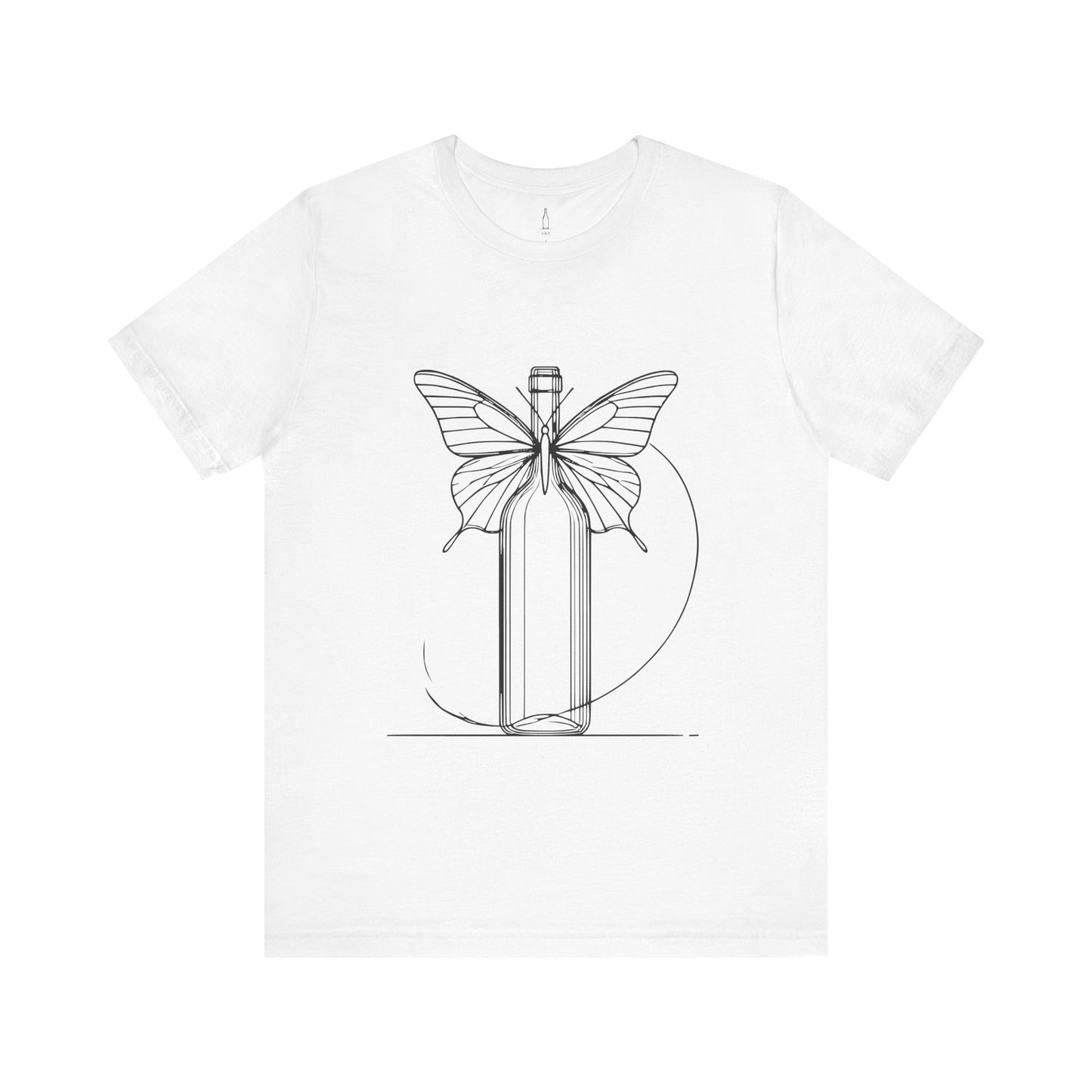 Butterfly Wine Bottle Line Drawing Unisex Tee