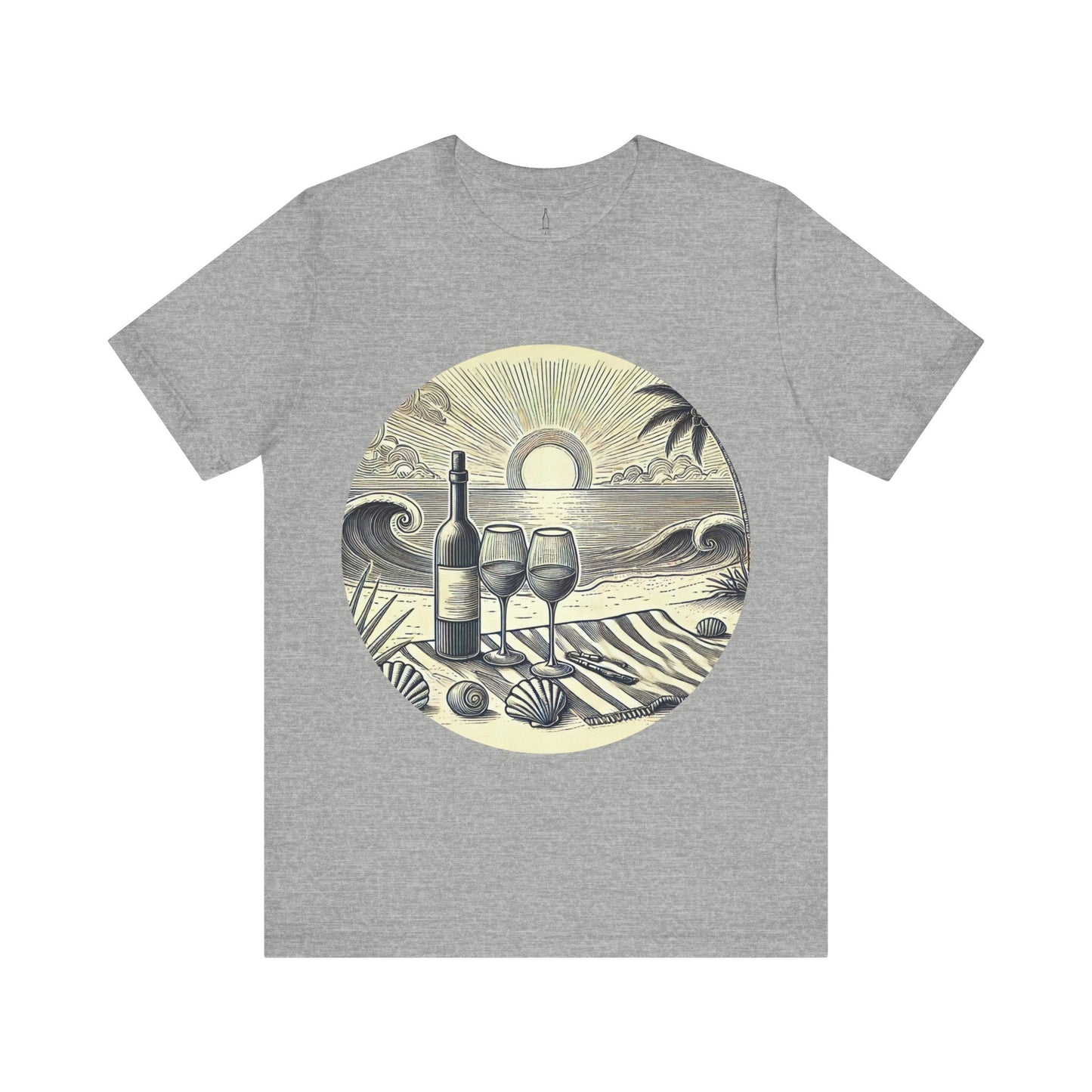 Peaceful Beach With Wine Tee