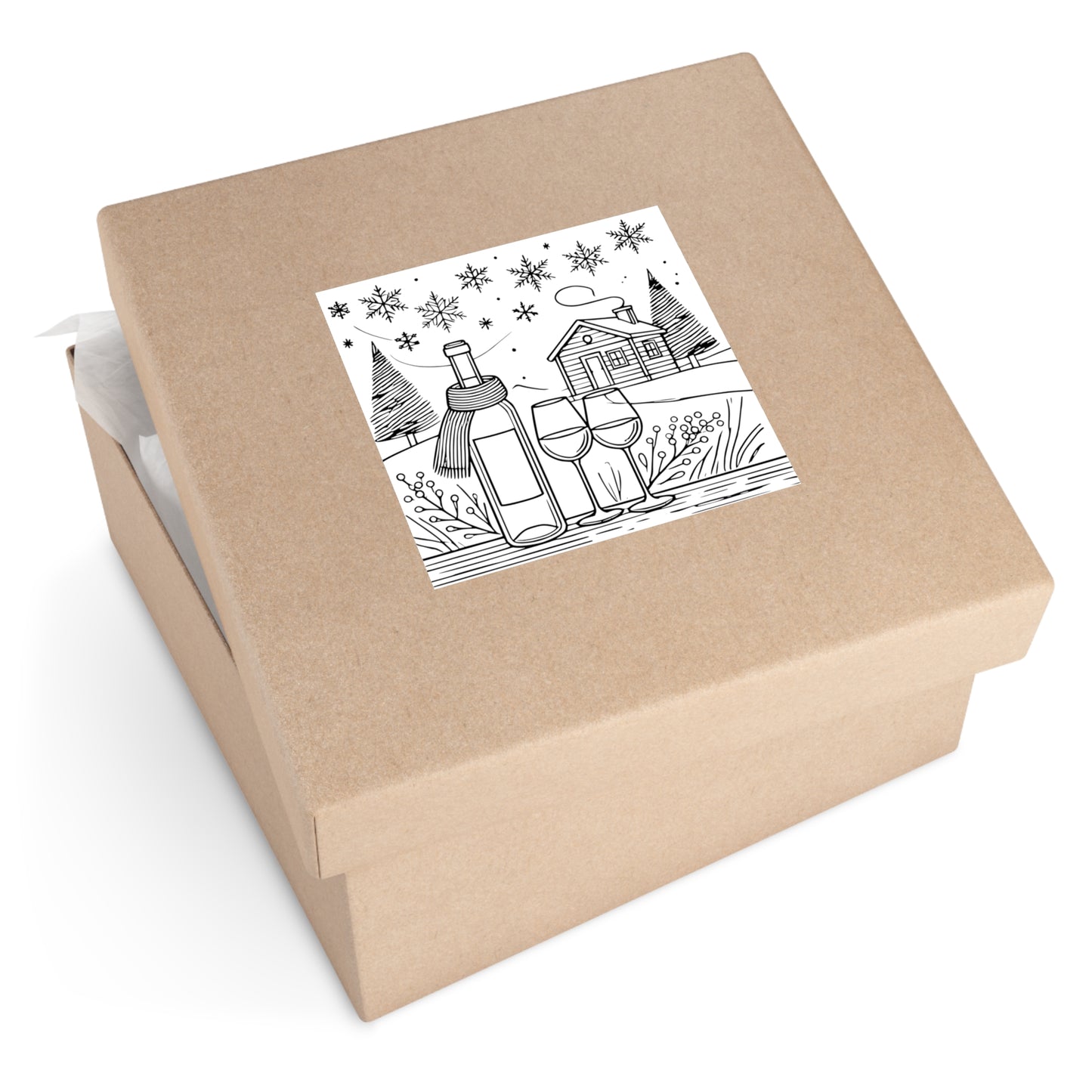Winter Wine Scene Vinyl Sticker
