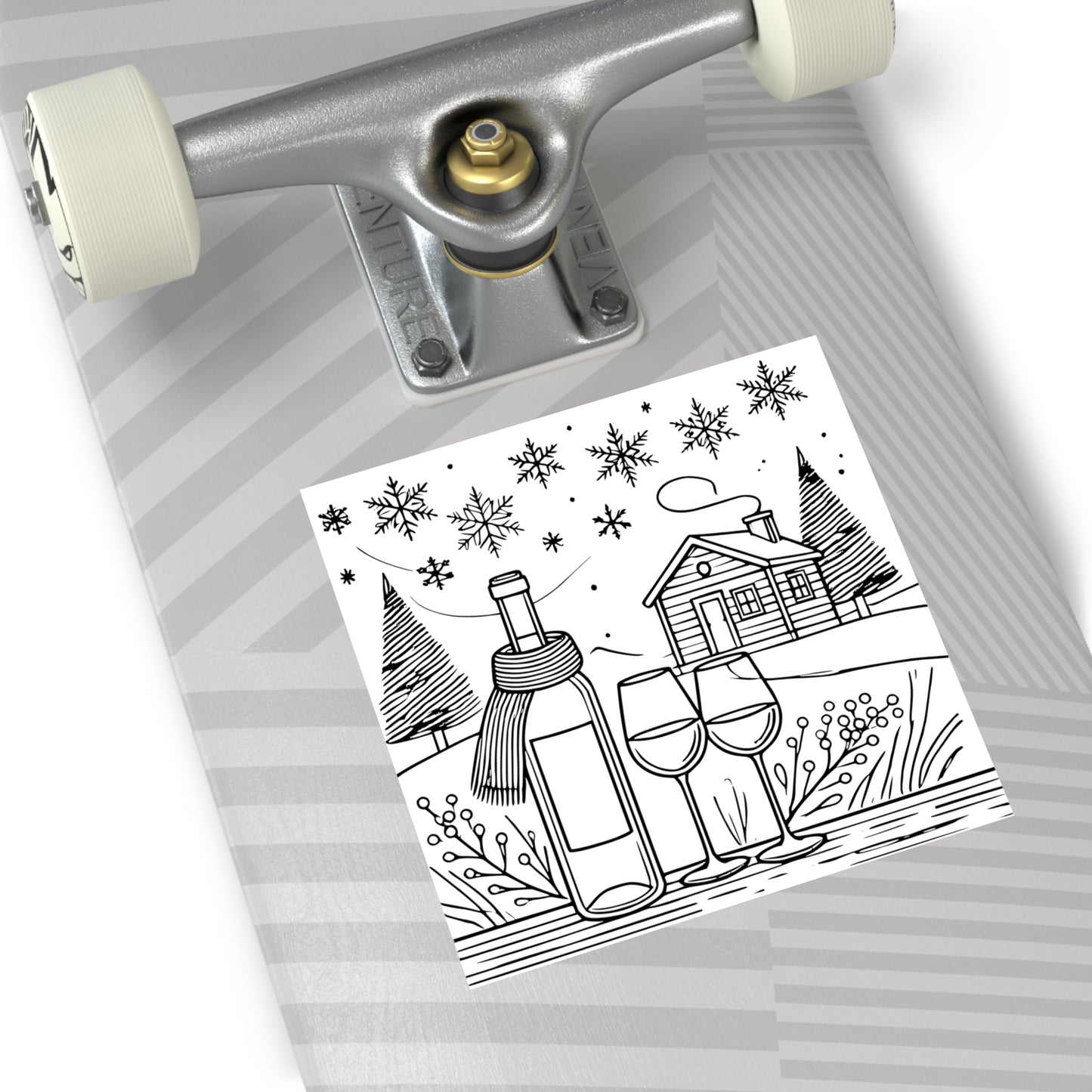 Winter Wine Scene Vinyl Sticker