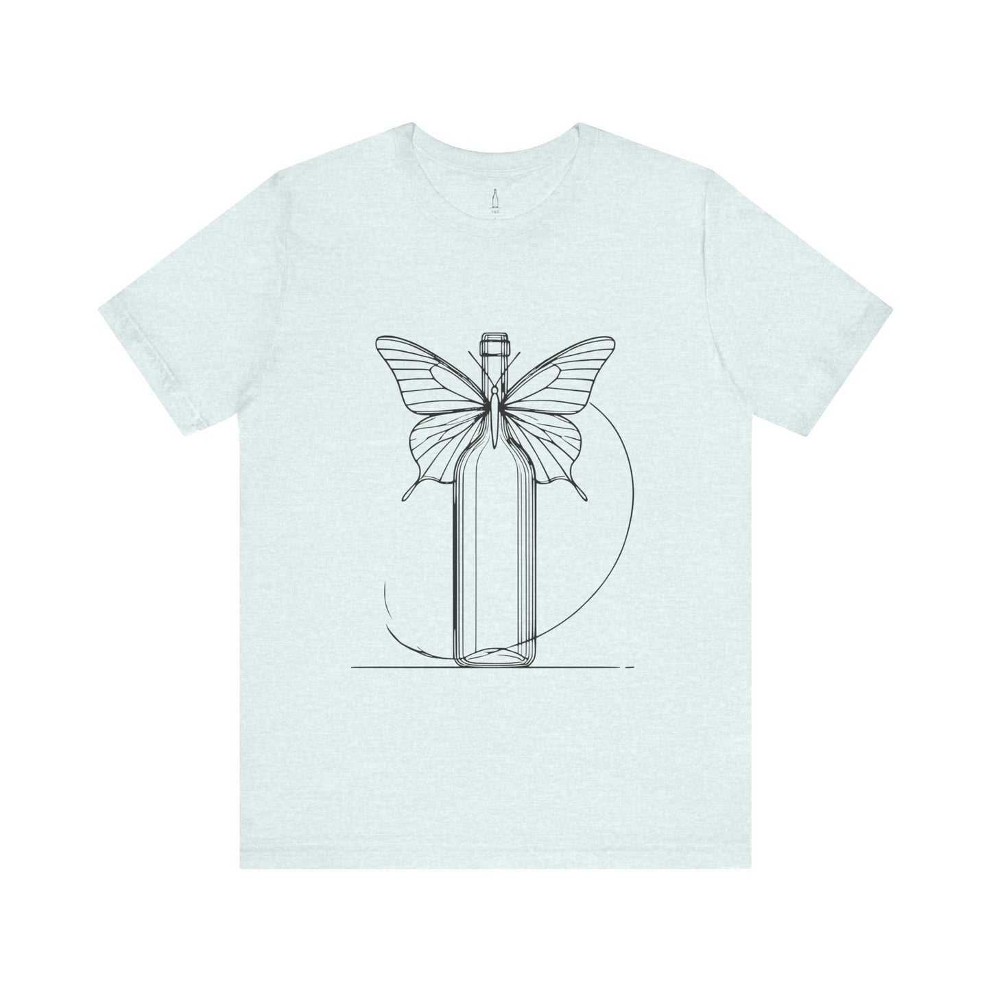 Butterfly Wine Bottle Line Drawing Unisex Tee
