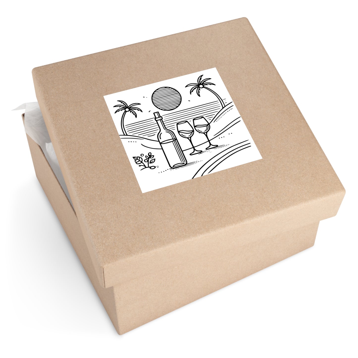 Wine Glasses on the Beach Vinyl Sticker