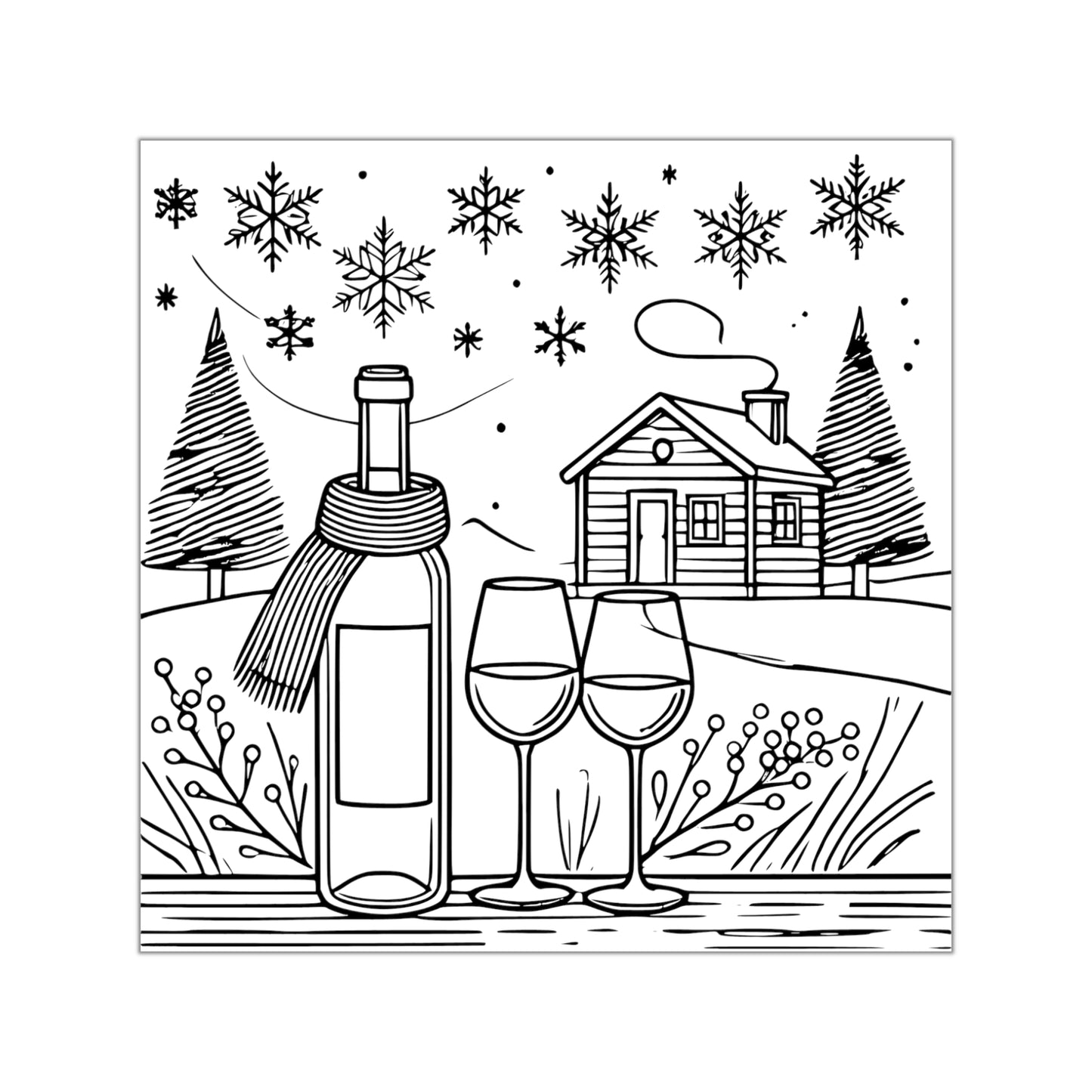 Winter Wine Scene Vinyl Sticker