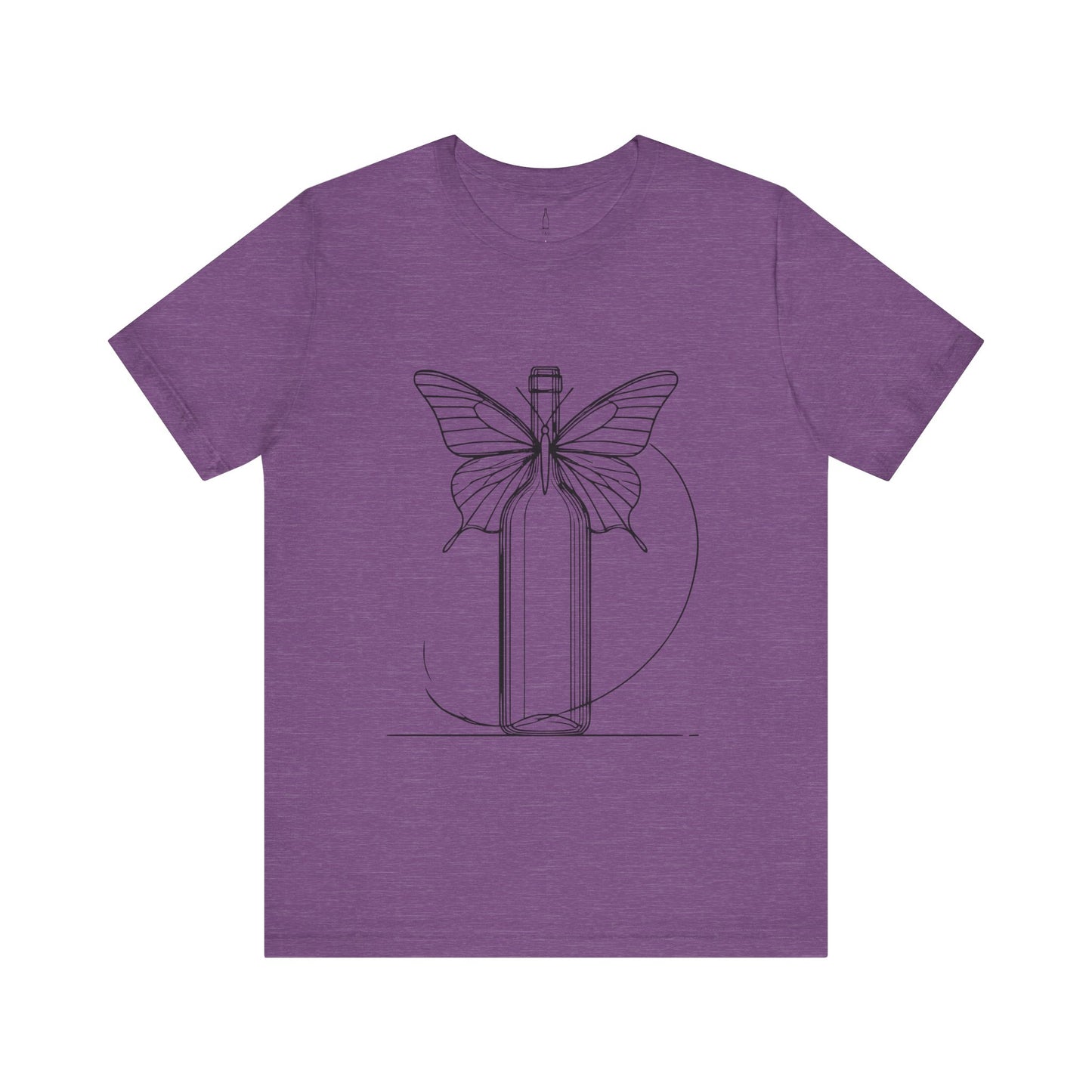 Butterfly Wine Bottle Line Drawing Unisex Tee