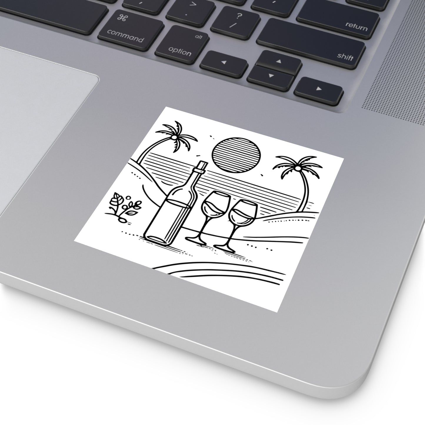 Wine Glasses on the Beach Vinyl Sticker