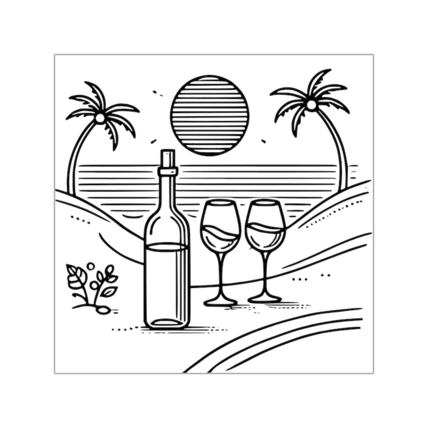 Wine Glasses on the Beach Vinyl Sticker