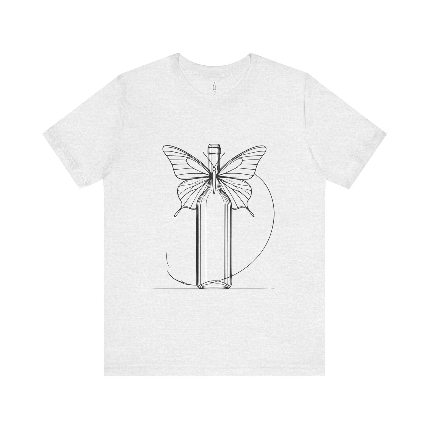 Butterfly Wine Bottle Line Drawing Unisex Tee