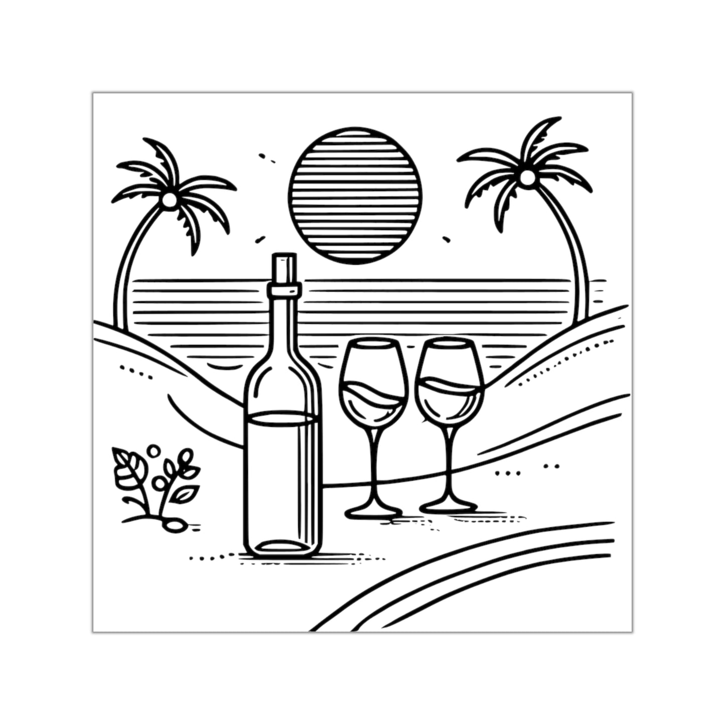Wine Glasses on the Beach Vinyl Sticker