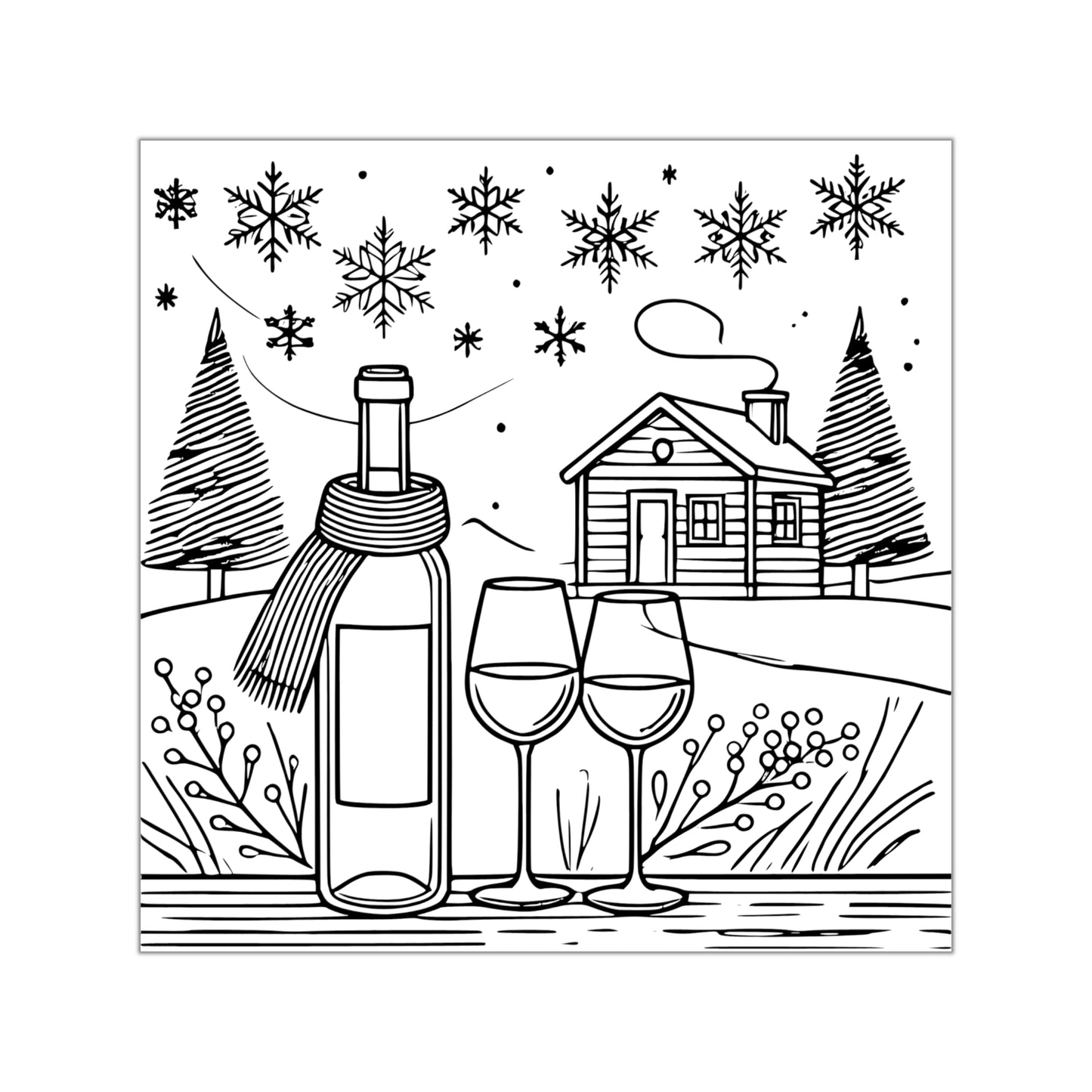 Winter Wine Scene Vinyl Sticker