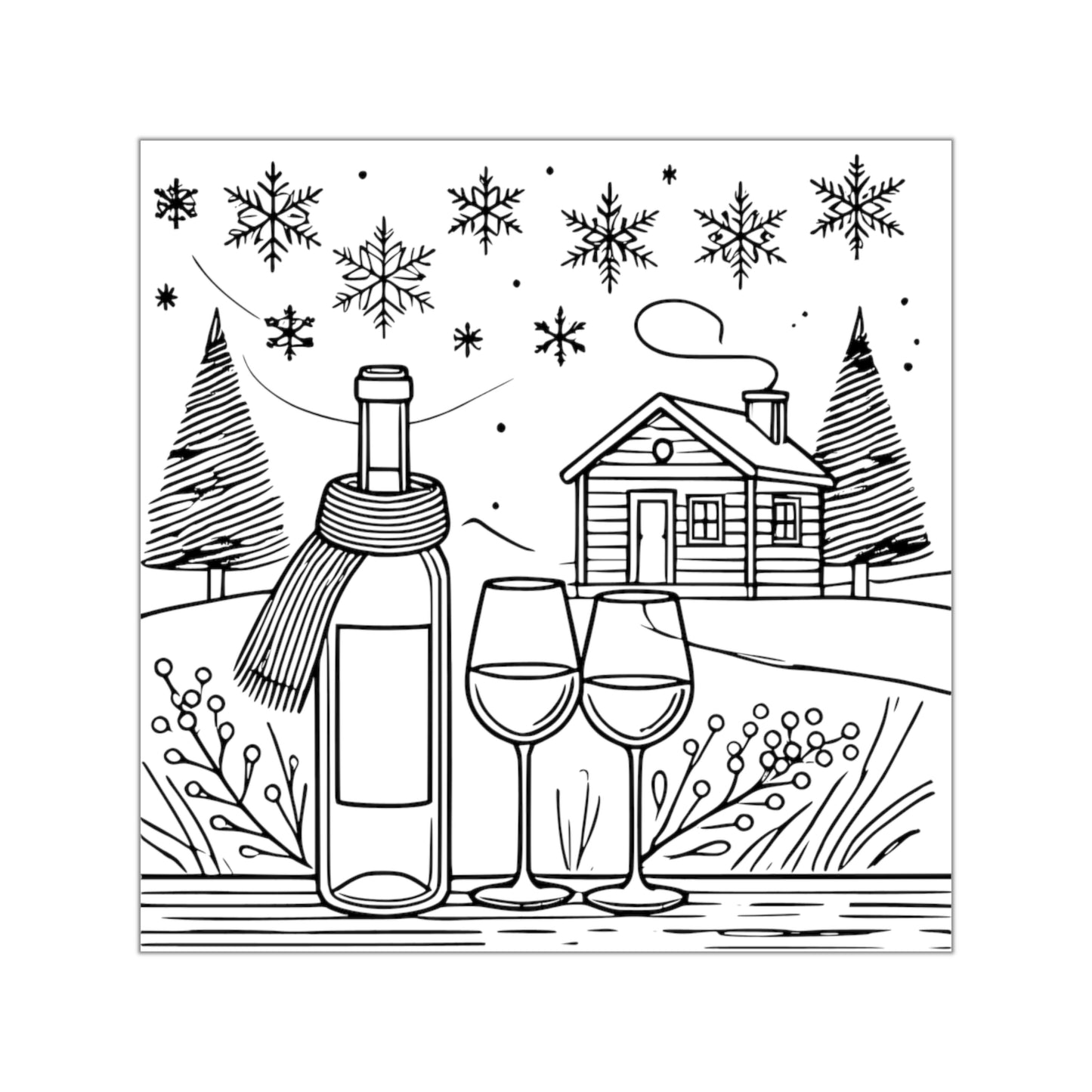 Winter Wine Scene Vinyl Sticker