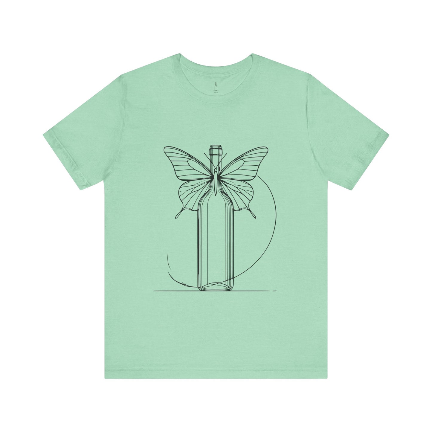 Butterfly Wine Bottle Line Drawing Unisex Tee