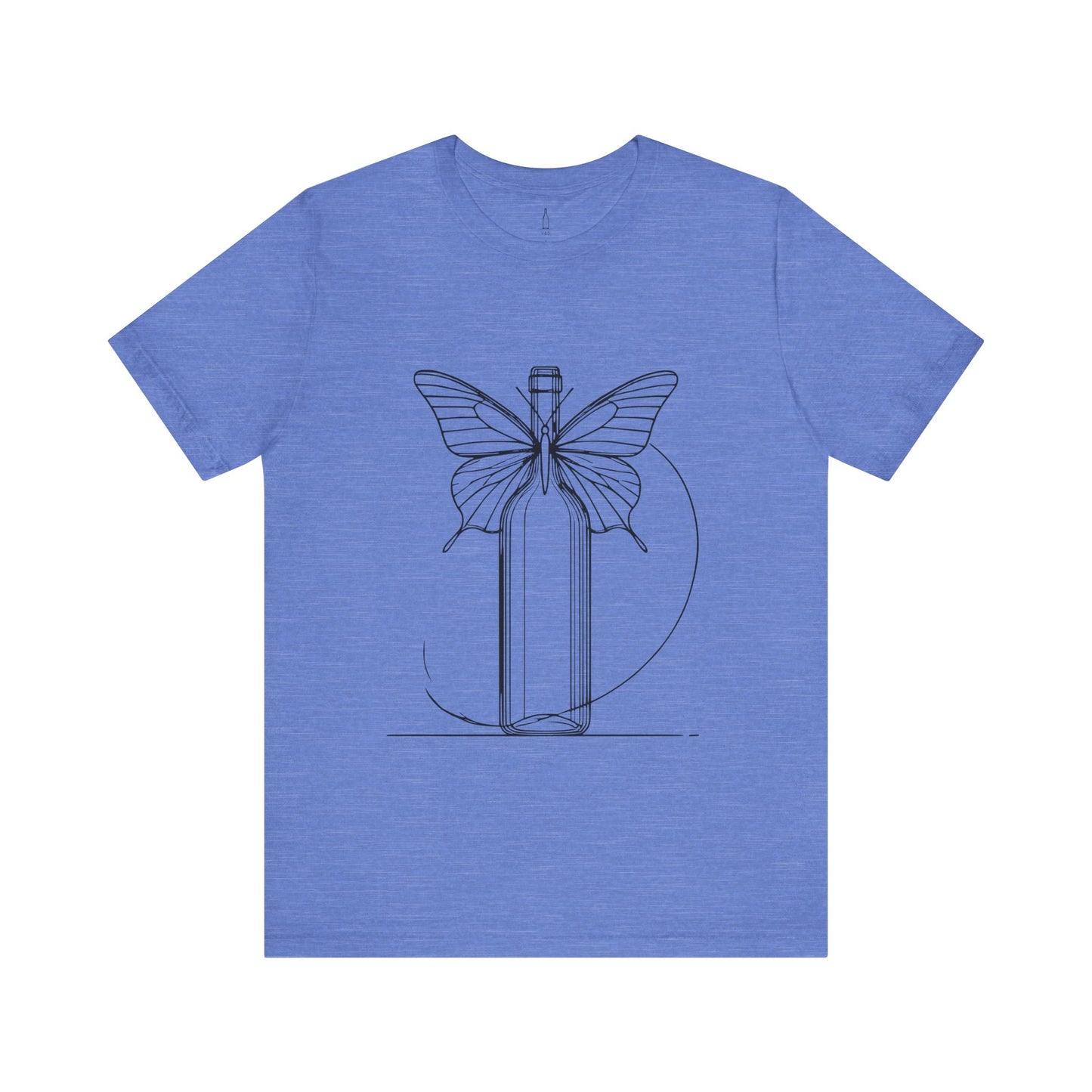 Butterfly Wine Bottle Line Drawing Unisex Tee