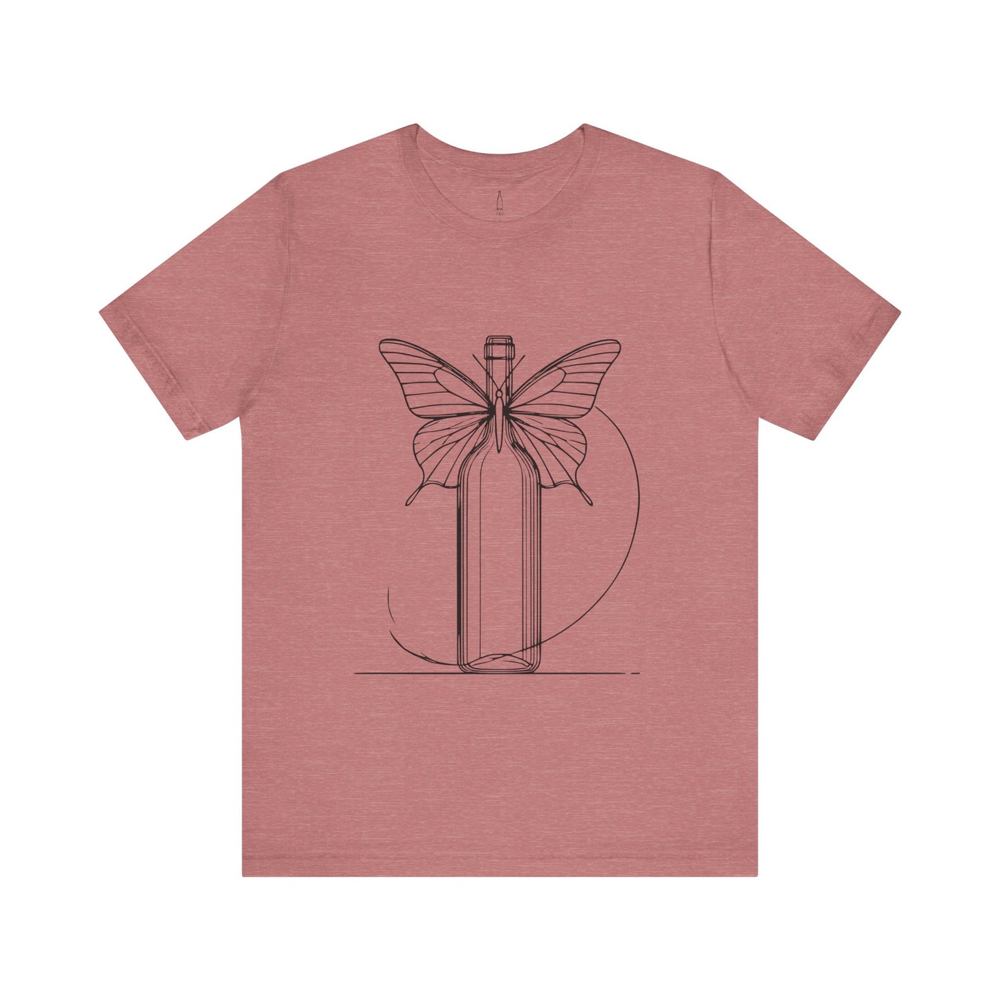 Butterfly Wine Bottle Line Drawing Unisex Tee