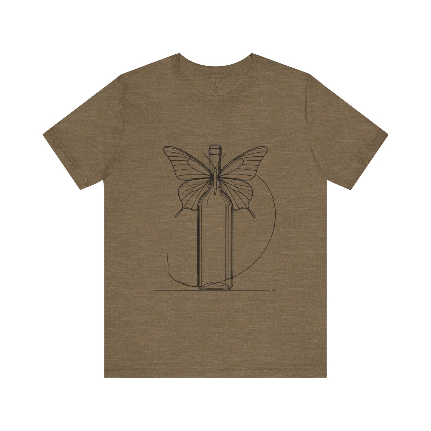 Butterfly Wine Bottle Line Drawing Unisex Tee