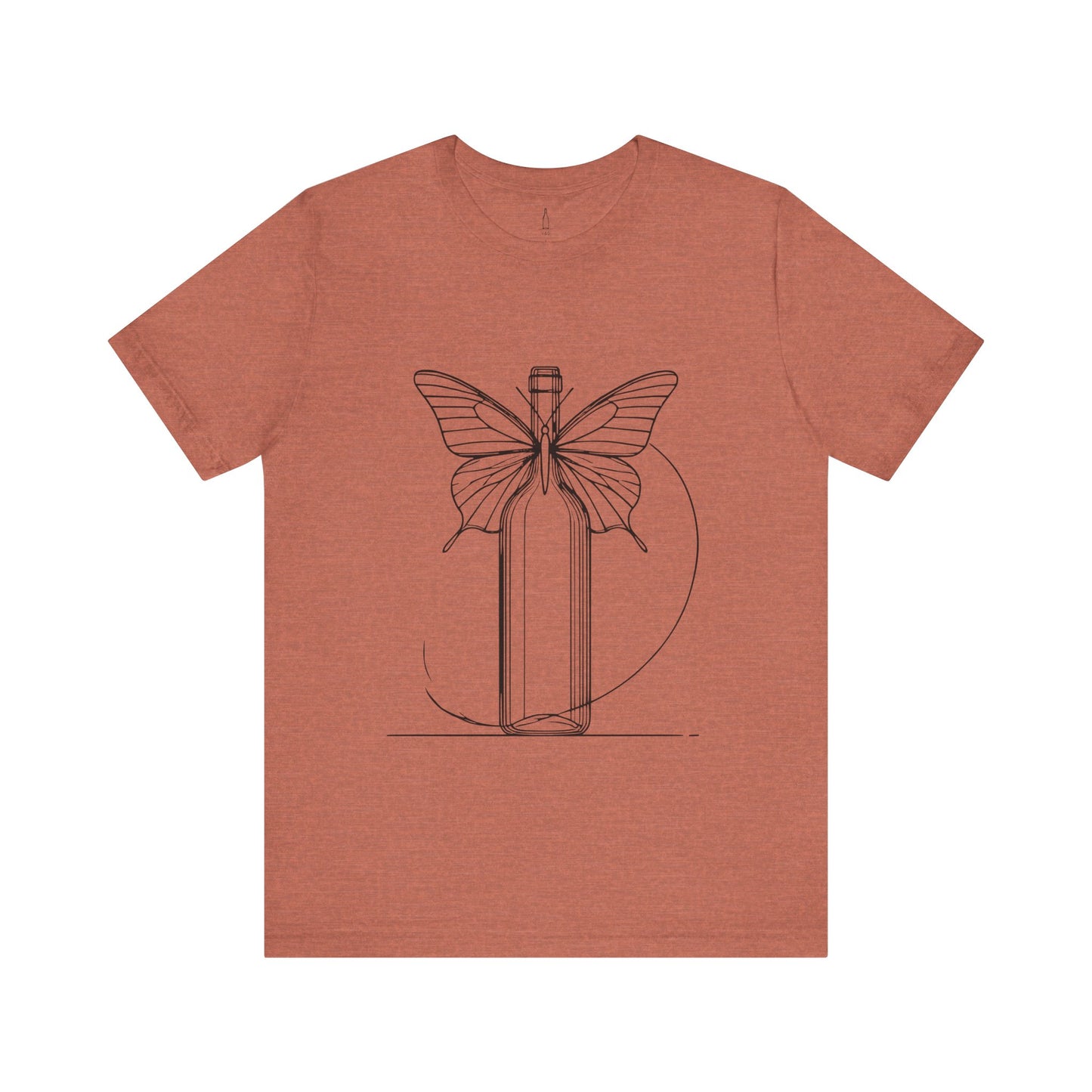 Butterfly Wine Bottle Line Drawing Unisex Tee