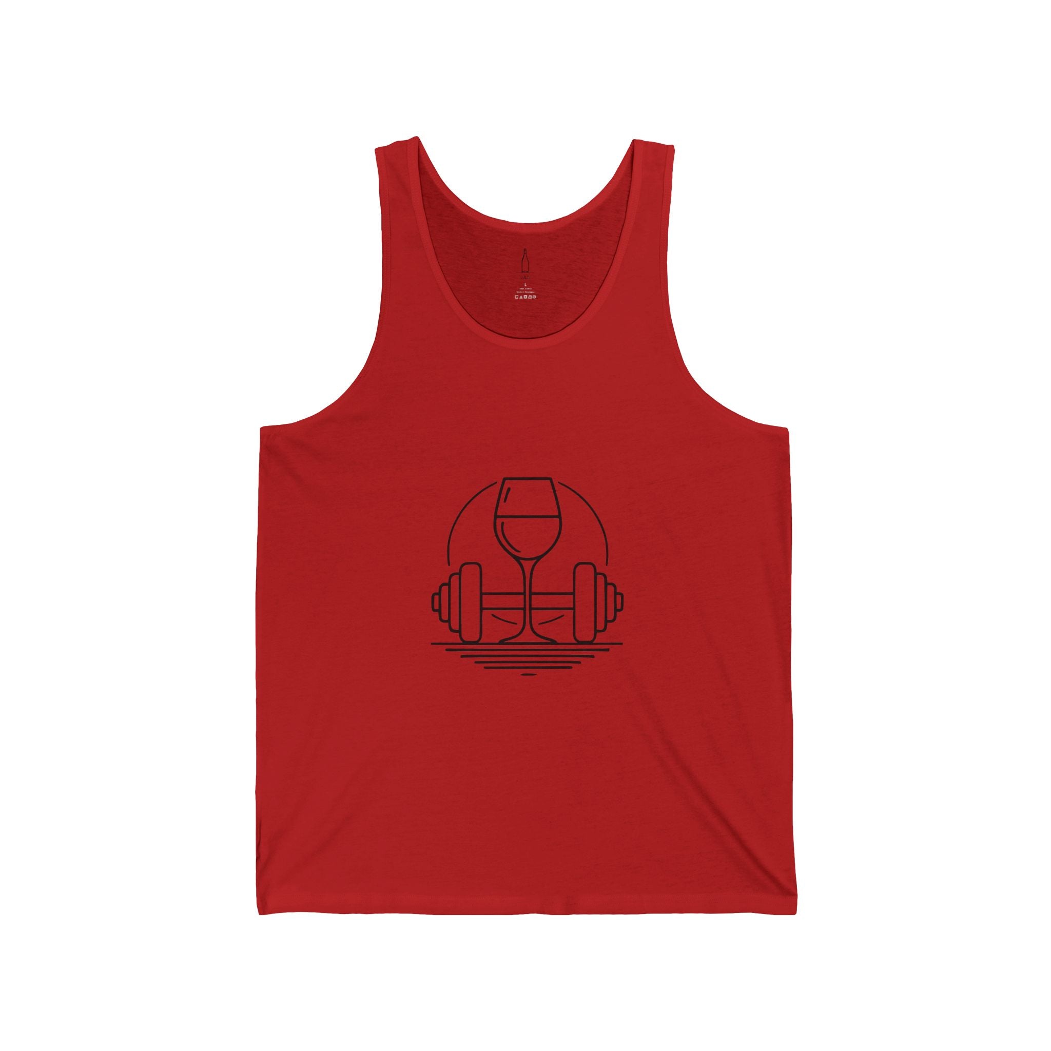 Dumbbell w/ Wine Glass Unisex Jersey Tank
