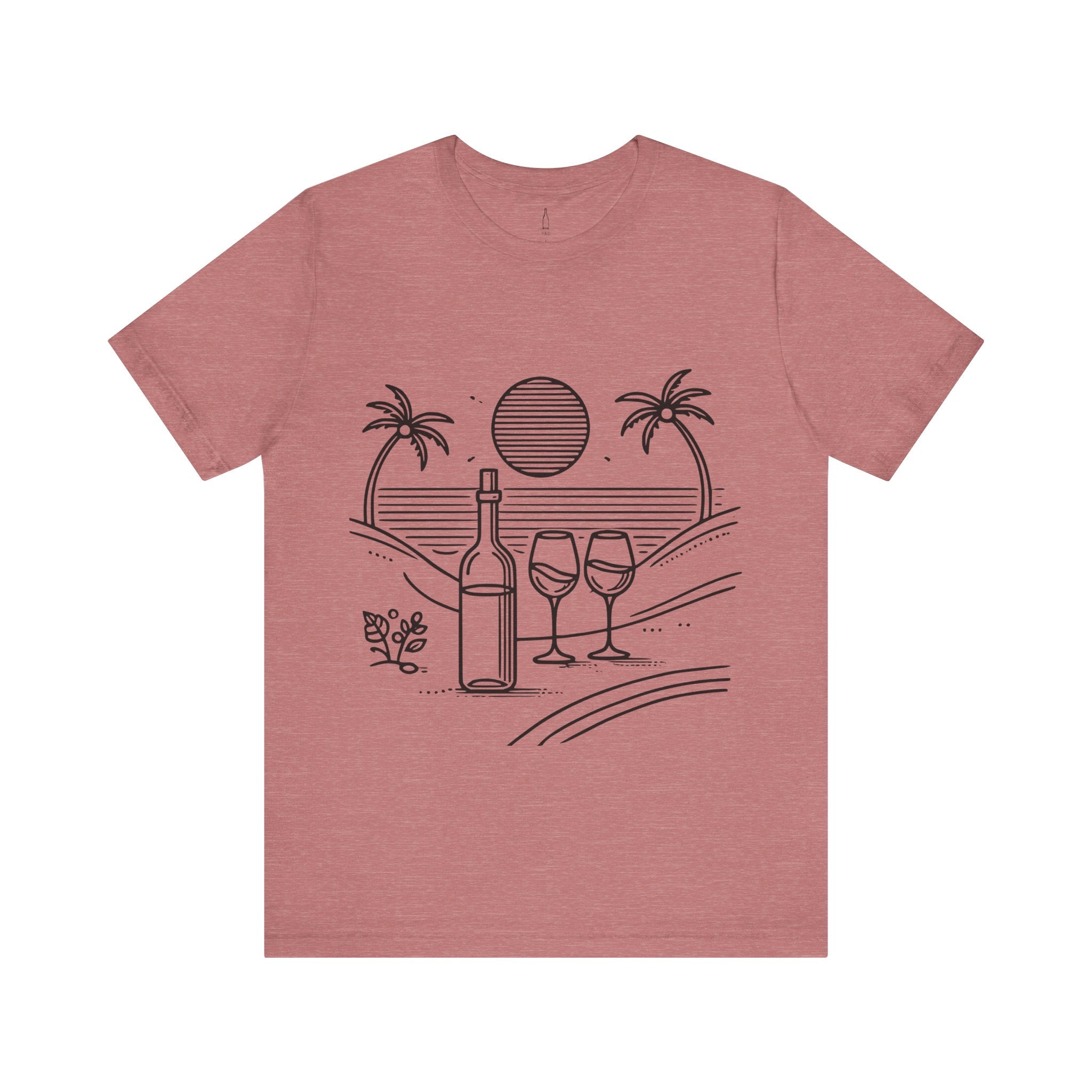 Wine Glasses on the Beach Line Drawing Tee