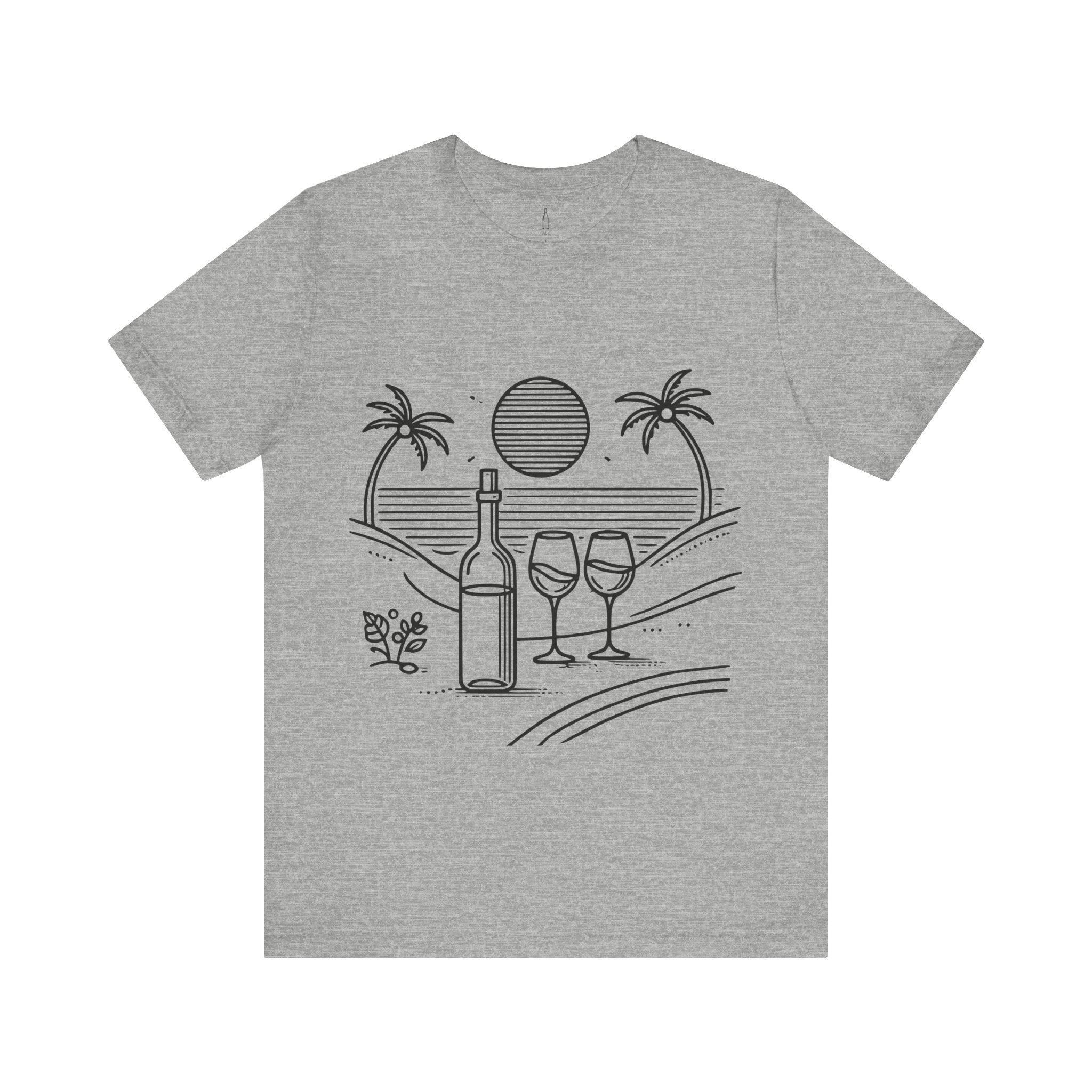 Wine Glasses on the Beach Line Drawing Tee