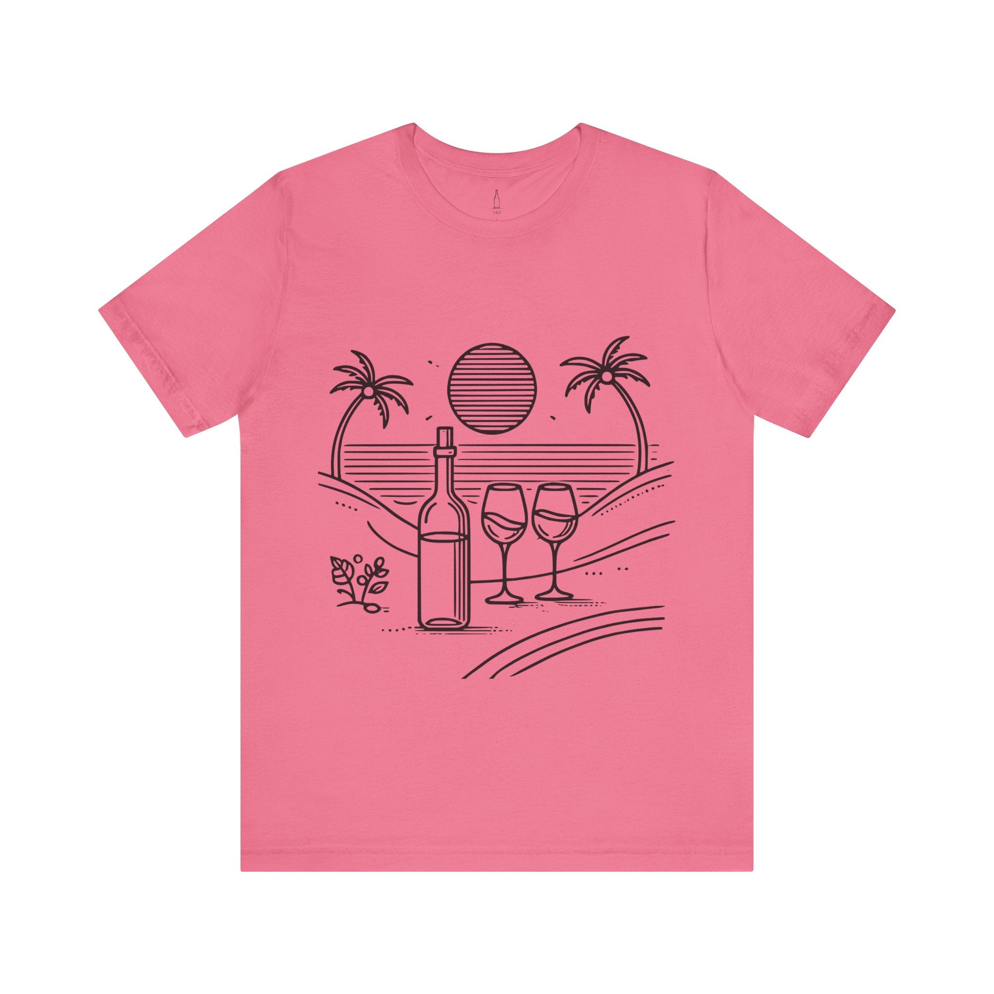 Wine Glasses on the Beach Line Drawing Tee