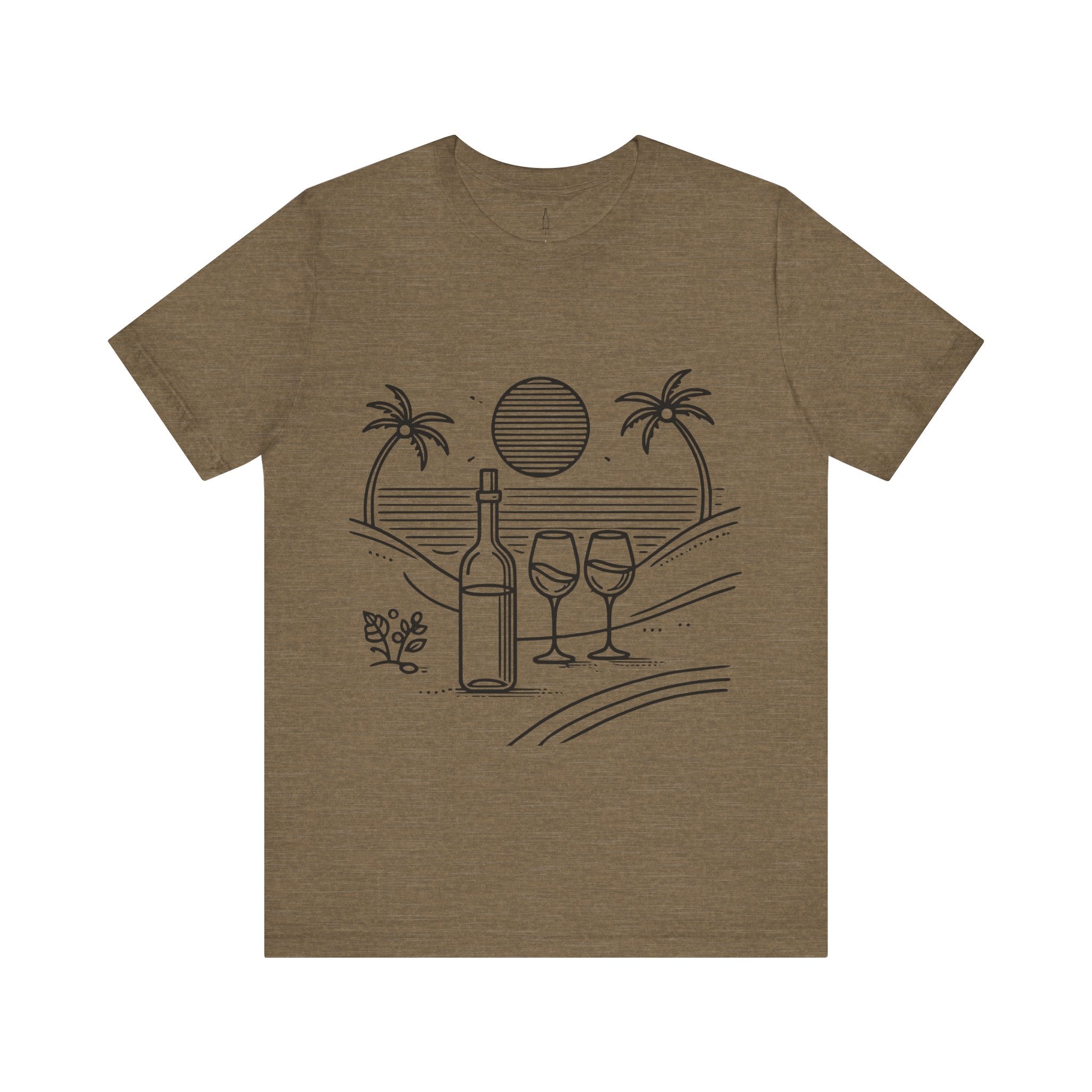 Wine Glasses on the Beach Line Drawing Tee