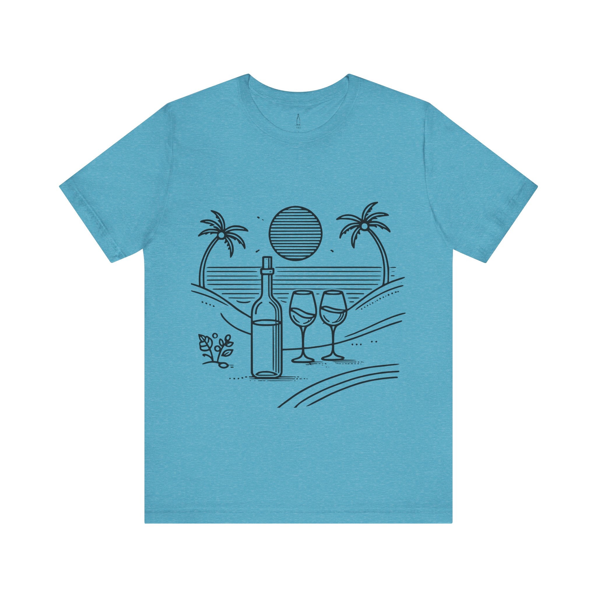 Wine Glasses on the Beach Line Drawing Tee