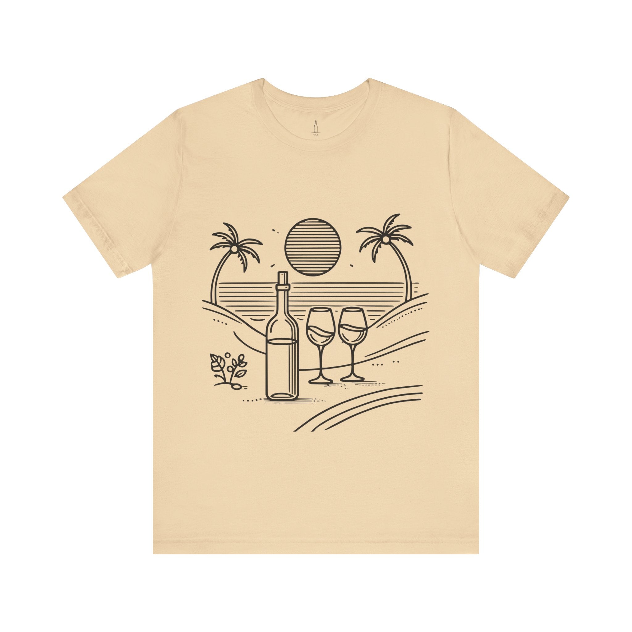 Wine Glasses on the Beach Line Drawing Tee
