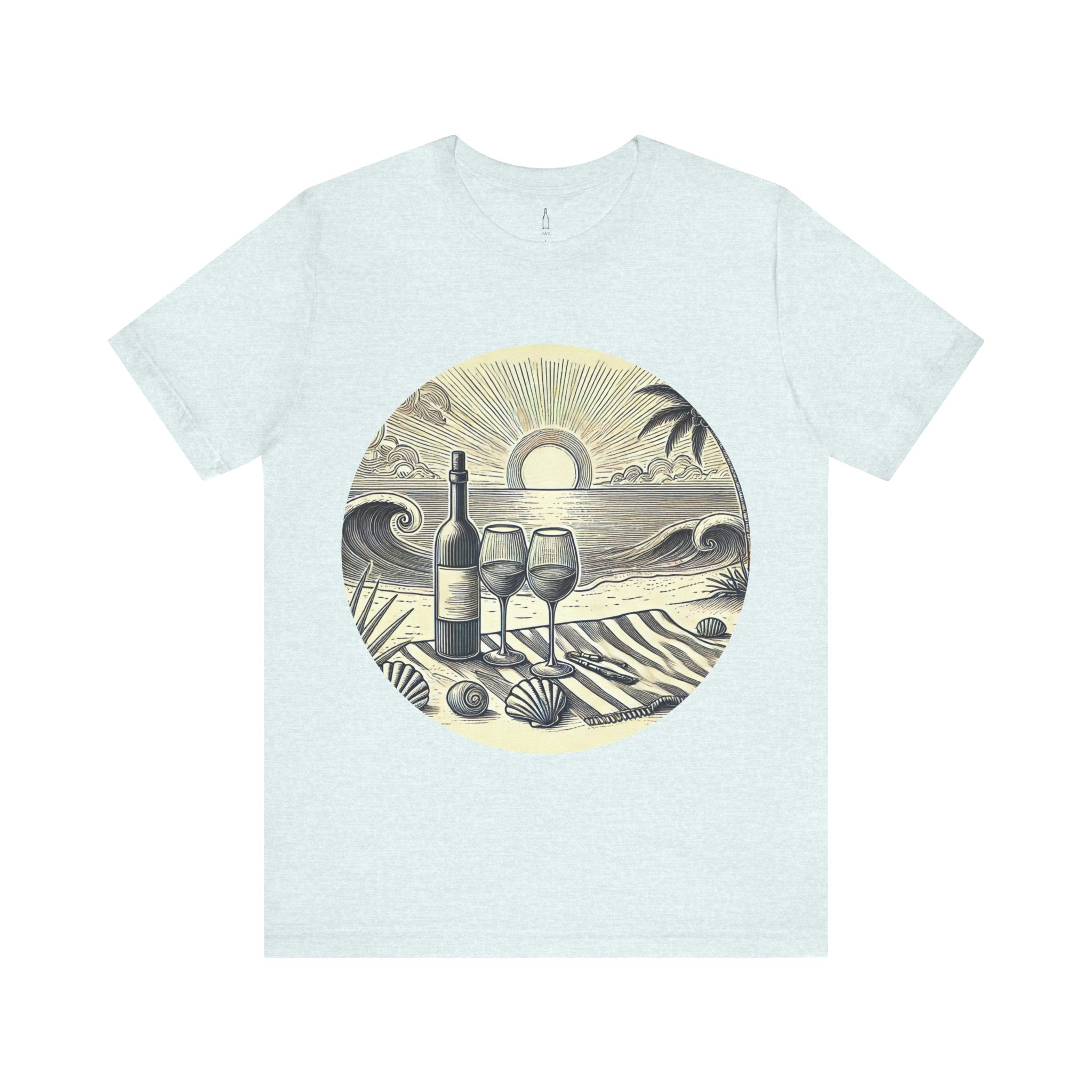 Peaceful Beach With Wine Tee