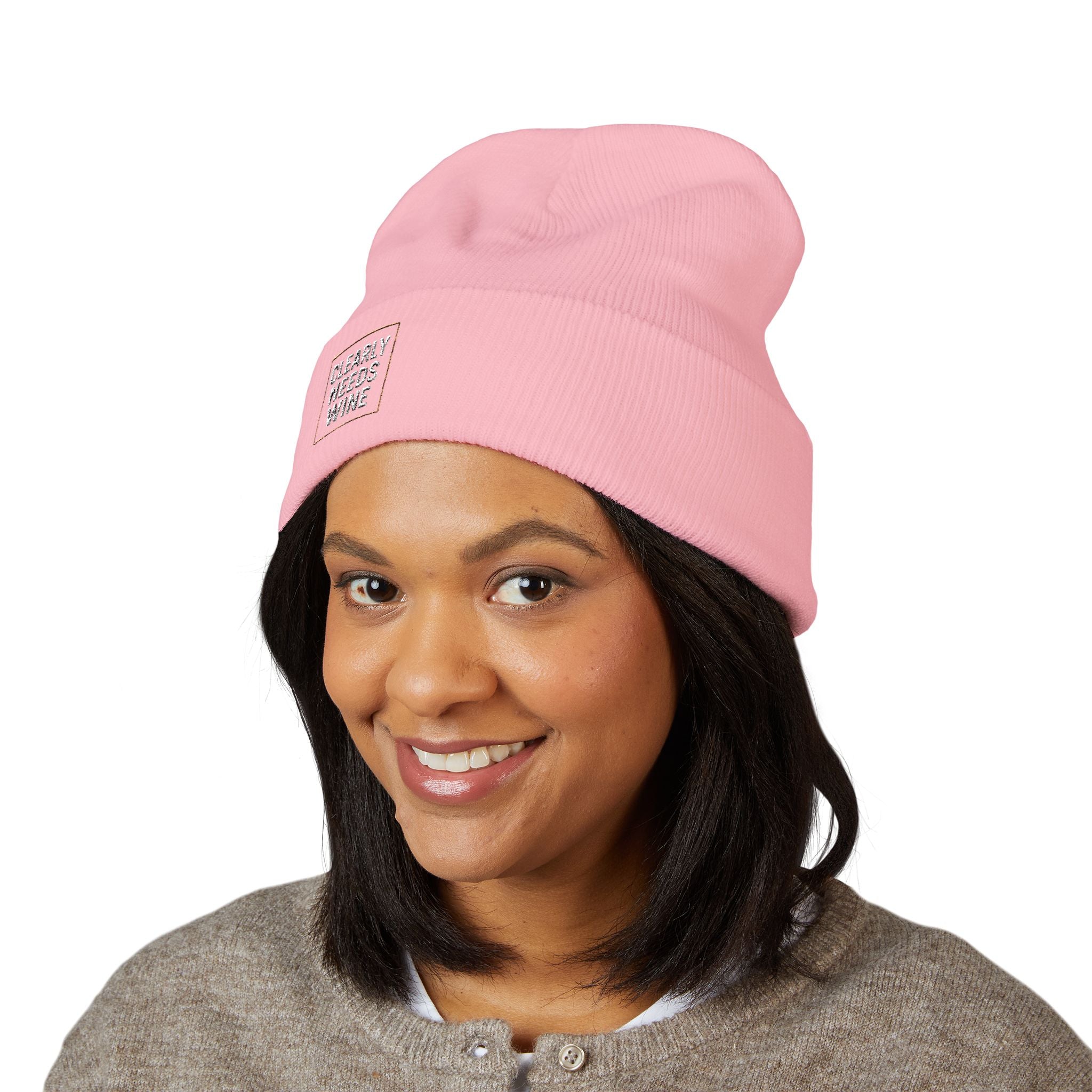 Clearly Needs Wine' - Embroidered Cuffed Beanie – The Vine & Dandy