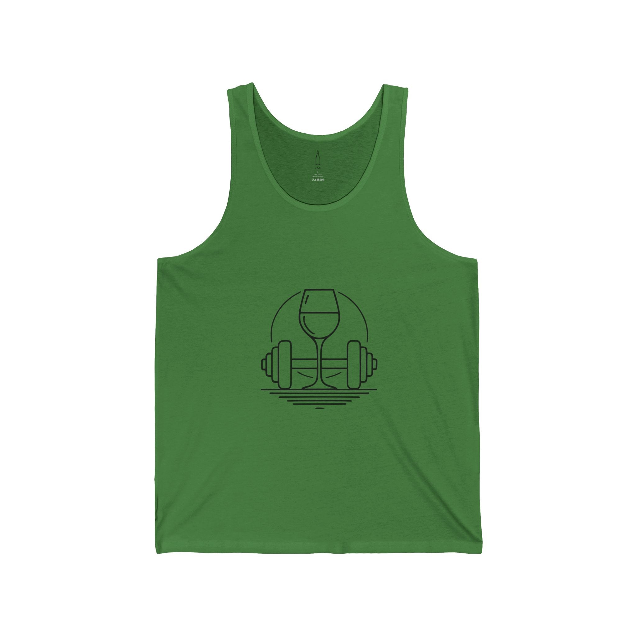 Dumbbell w/ Wine Glass Unisex Jersey Tank