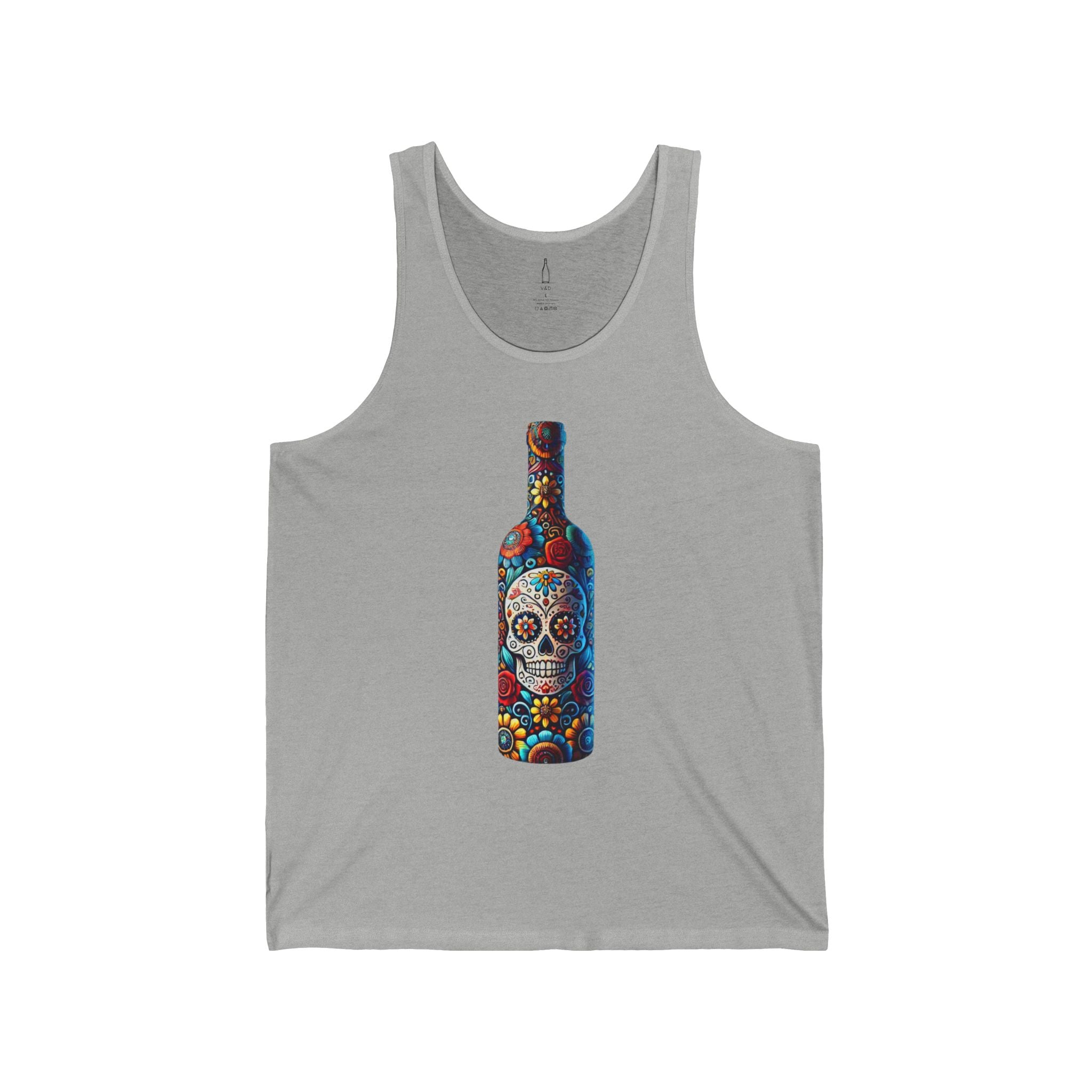 Tank Top Sugar Skull Wine Bottle Design