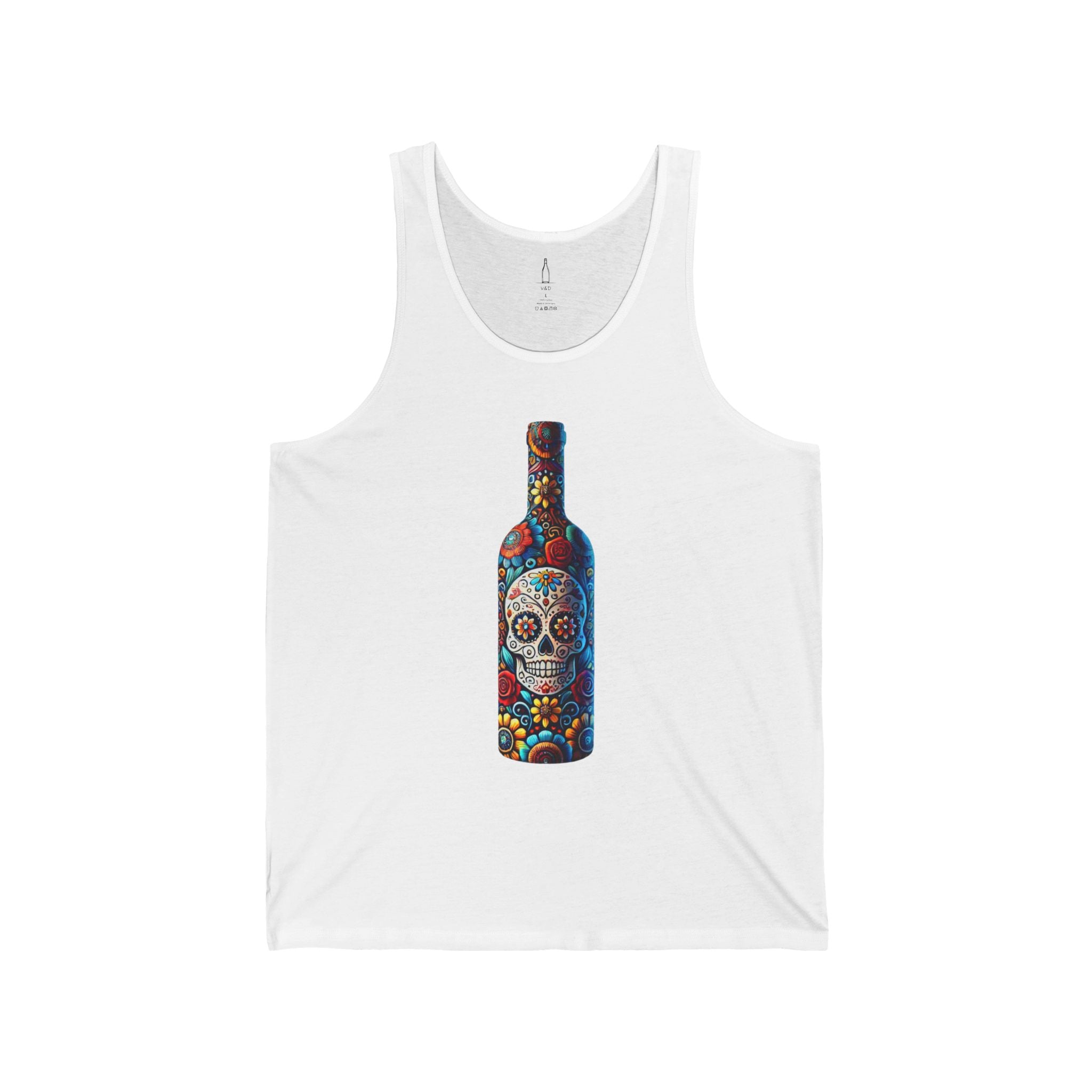 Tank Top Sugar Skull Wine Bottle Design