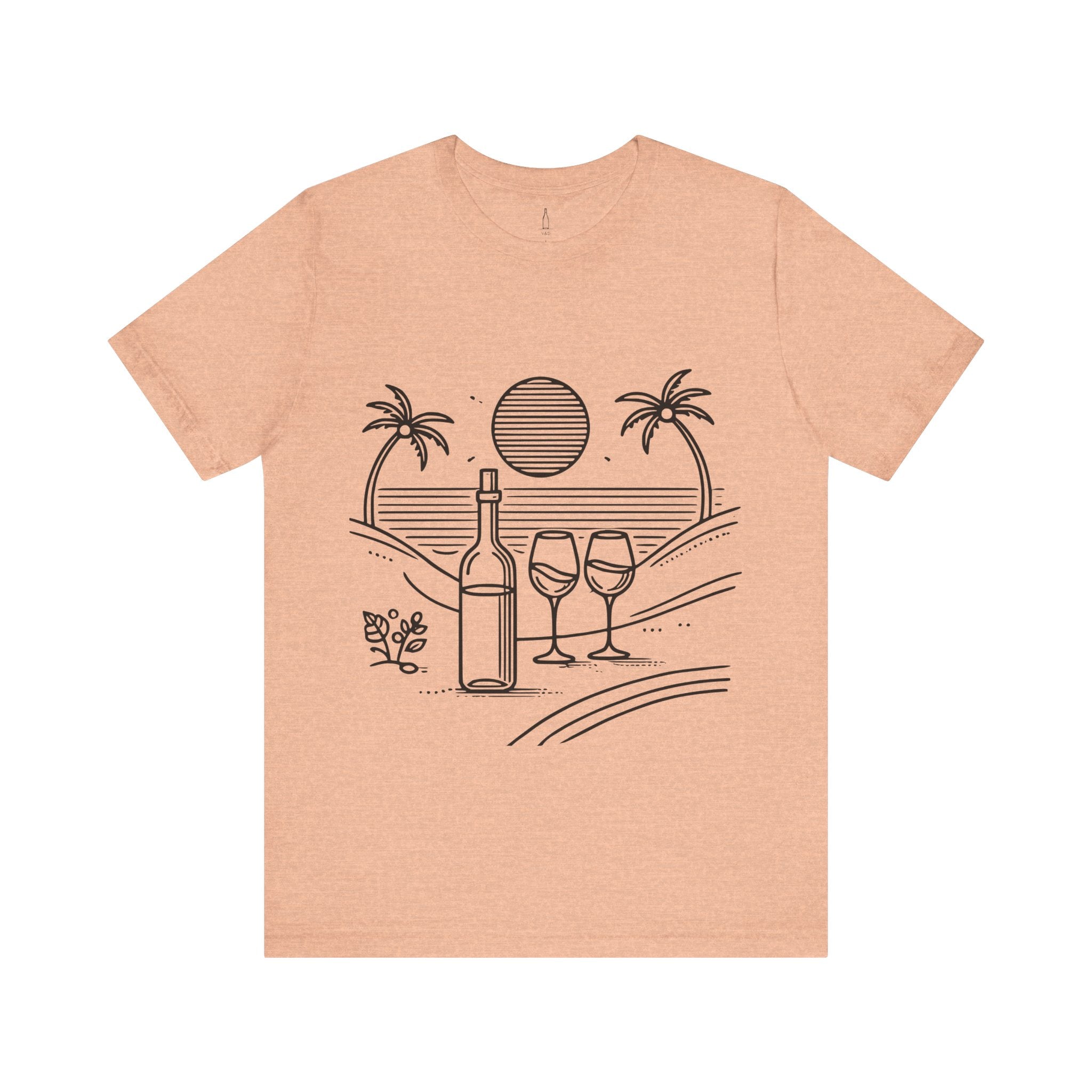 Wine Glasses on the Beach Line Drawing Tee