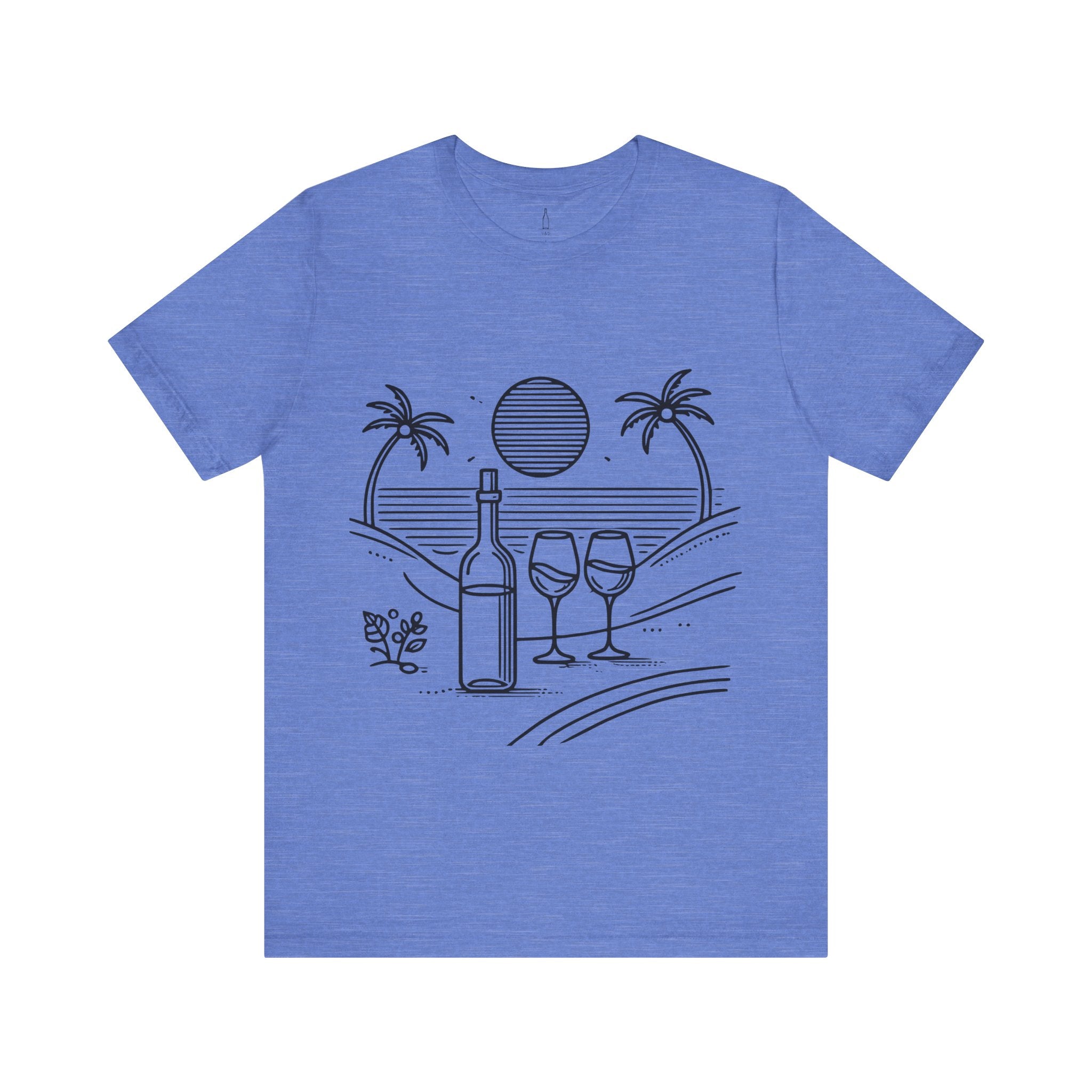Wine Glasses on the Beach Line Drawing Tee
