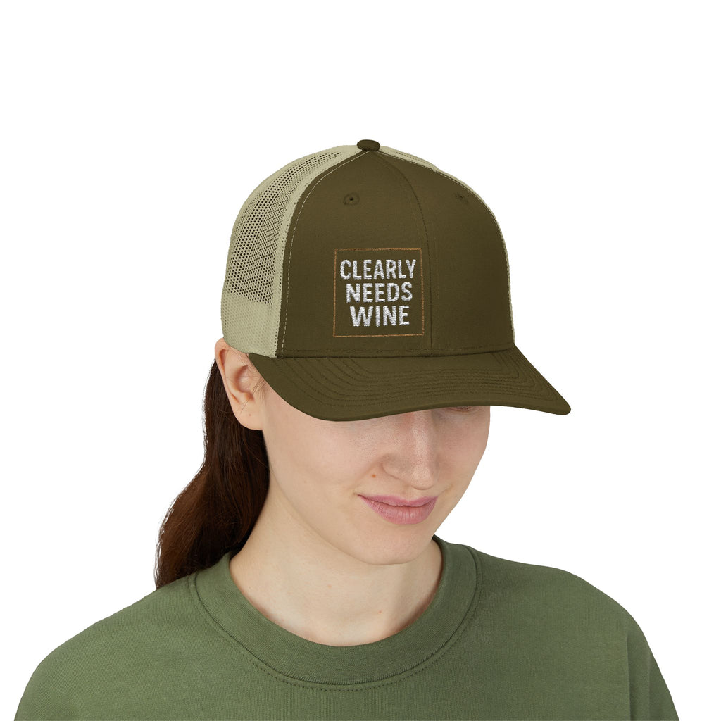'Clearly Needs Wine' - Embroidered Snapback