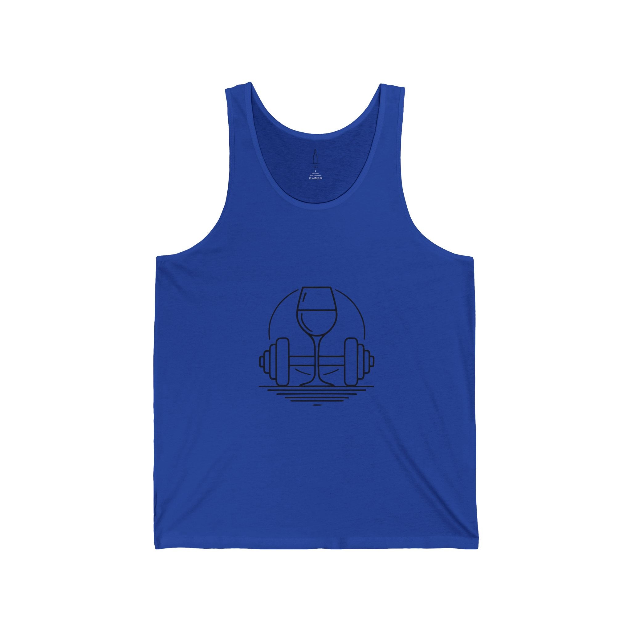 Dumbbell w/ Wine Glass Unisex Jersey Tank