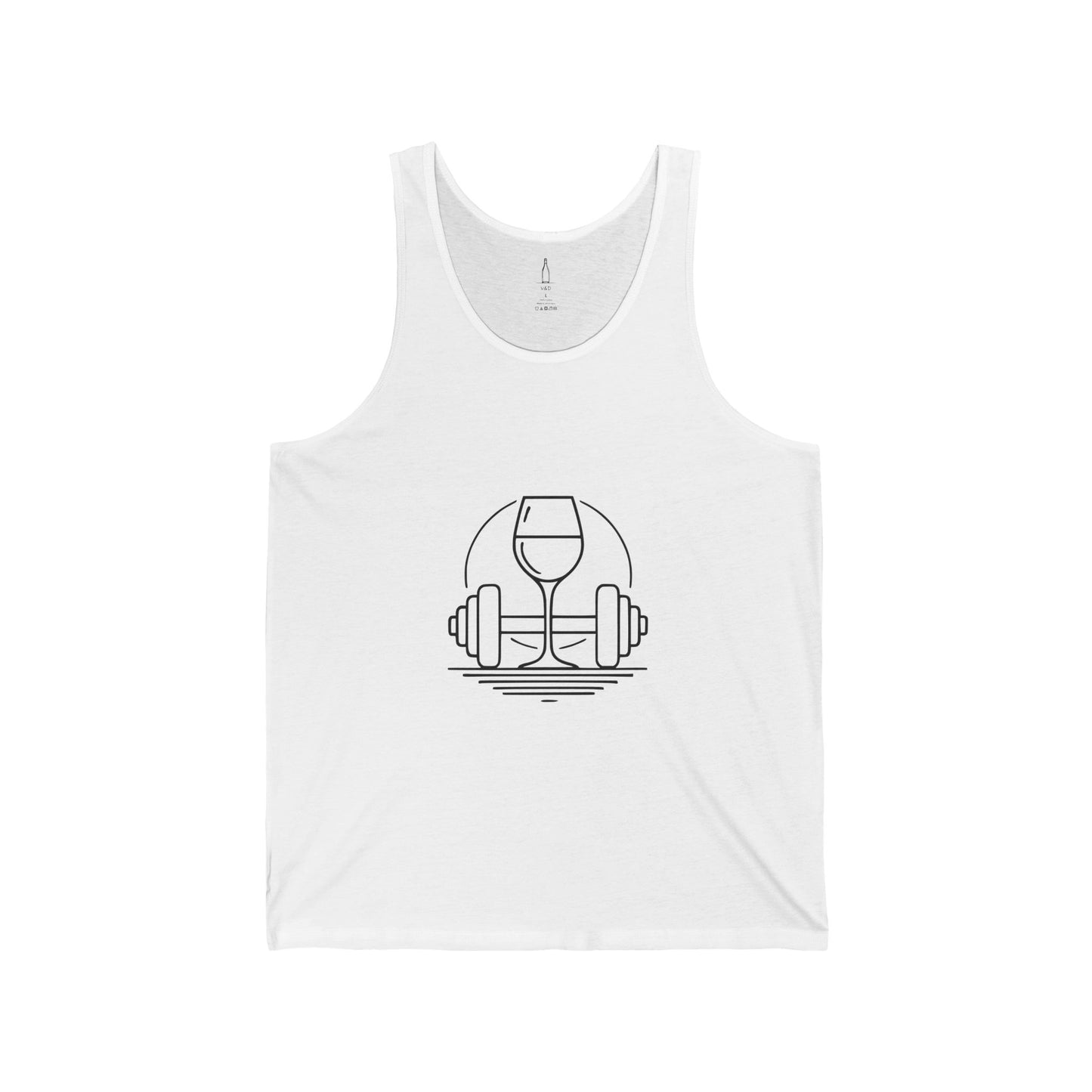 Dumbbell w/ Wine Glass Unisex Jersey Tank