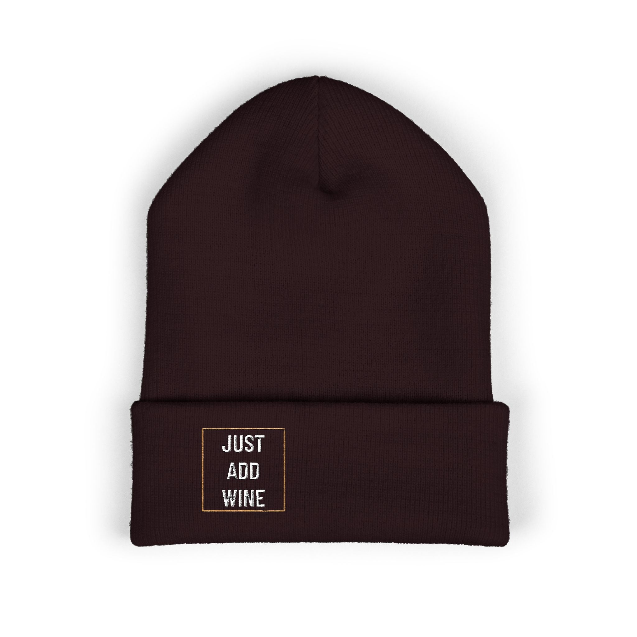 'Just Add Wine' - Embroidered Cuffed Beanie