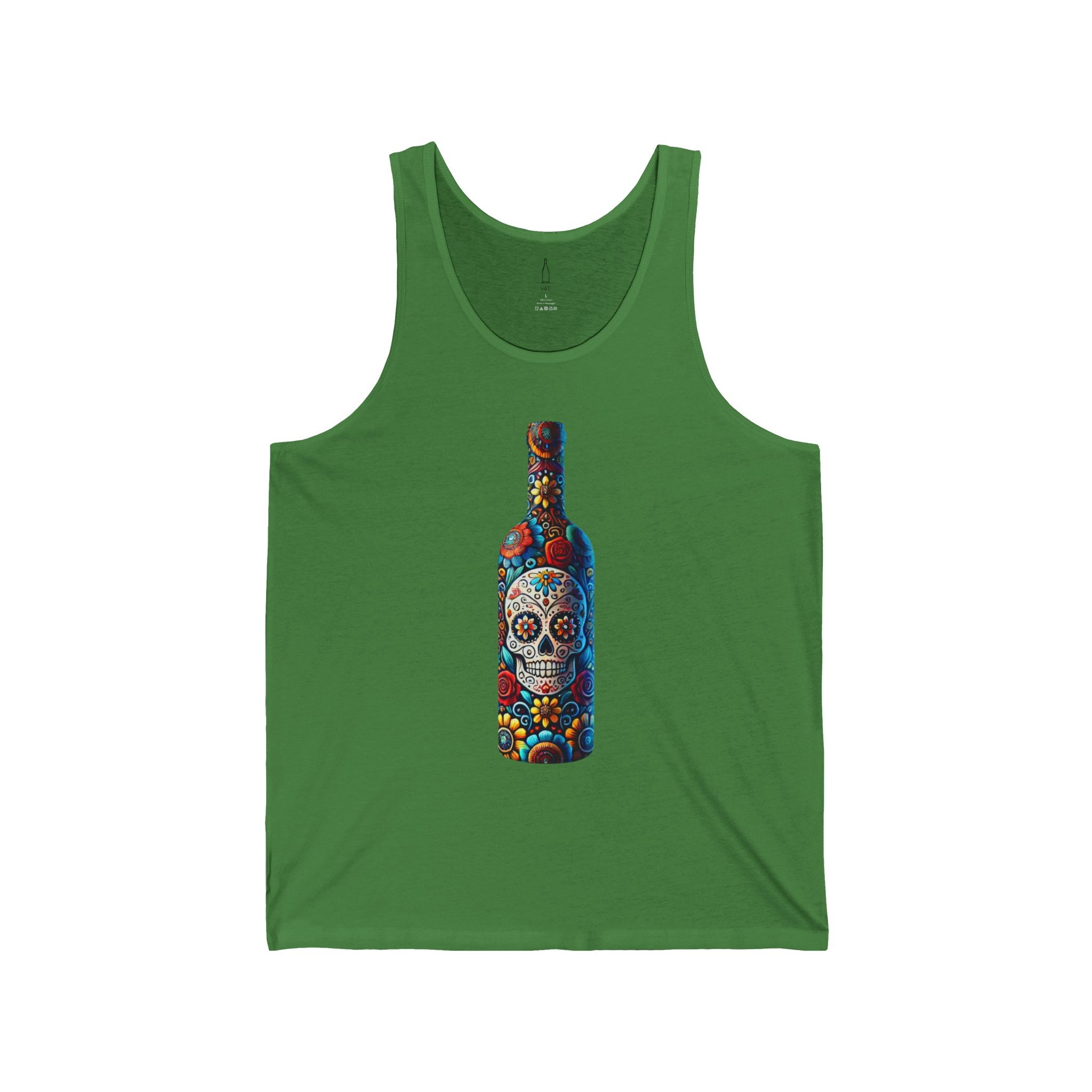 Tank Top Sugar Skull Wine Bottle Design