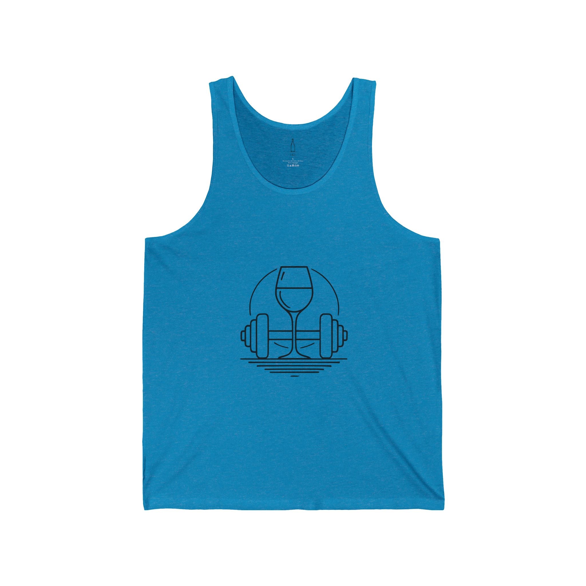 Dumbbell w/ Wine Glass Unisex Jersey Tank